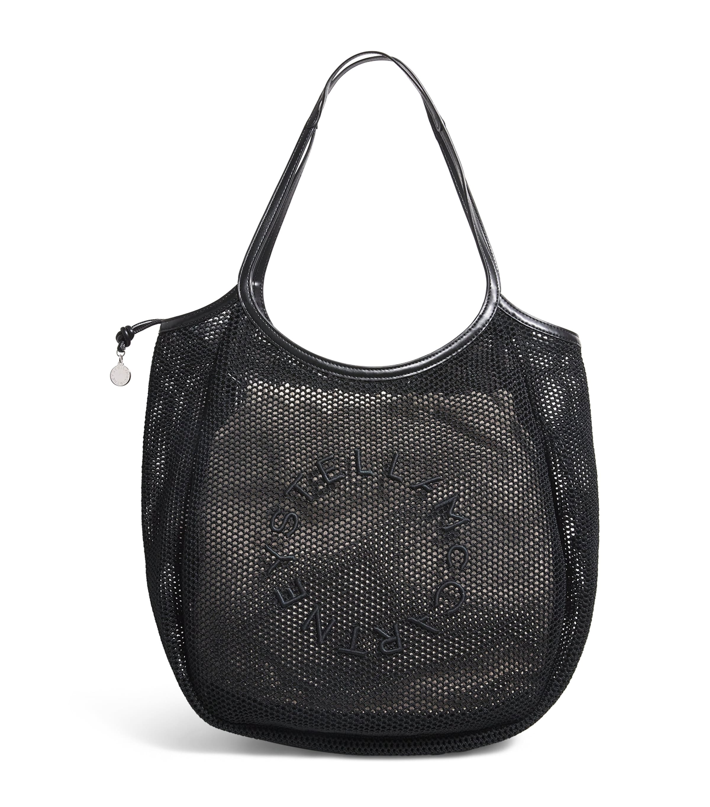 Stella Mccartney Mesh Logo Tote Bag In Black