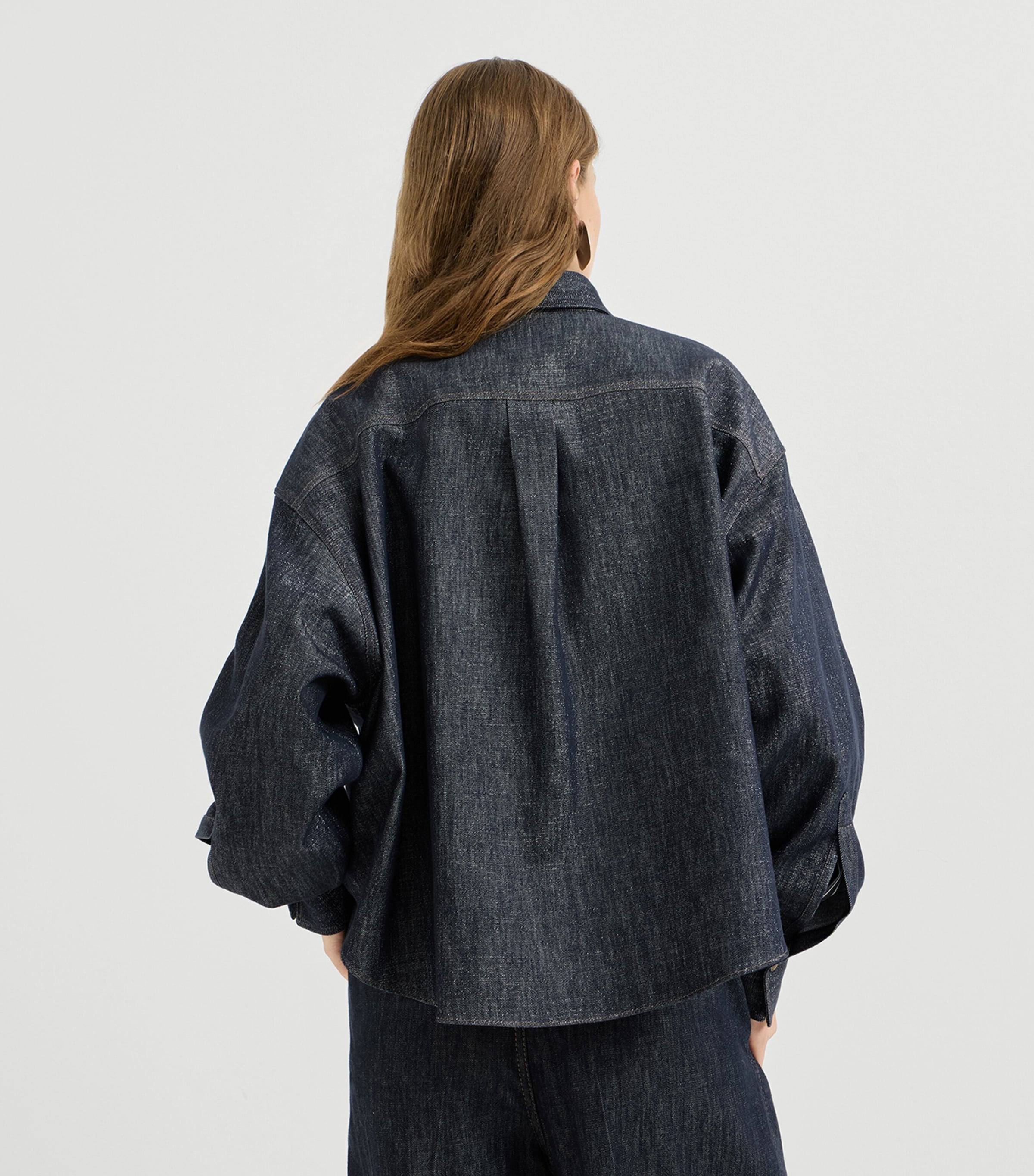 Brunello Cucinelli Womens Monili-Trim Denim Shirt Blu/silver Image 3