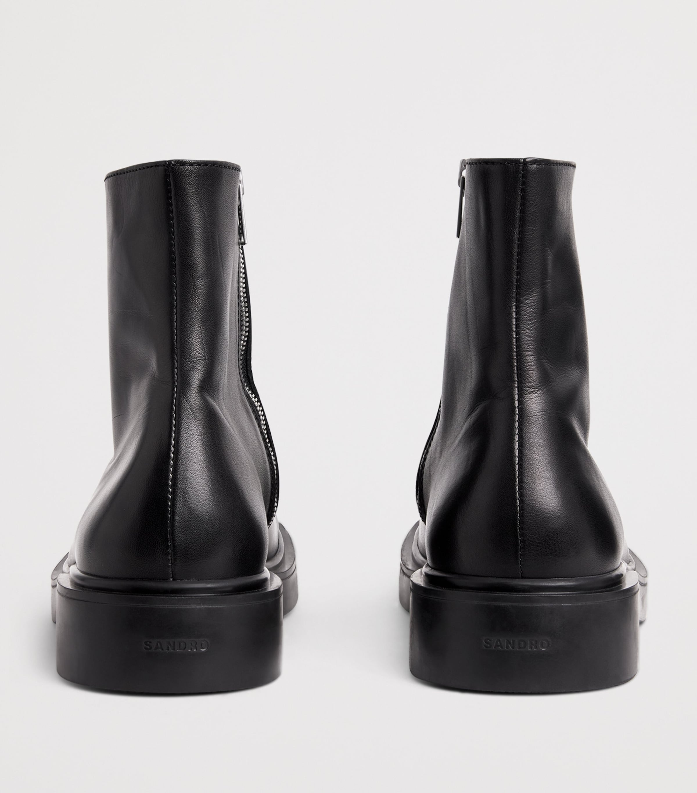 Leather Zipper Boots BLACK Image 4