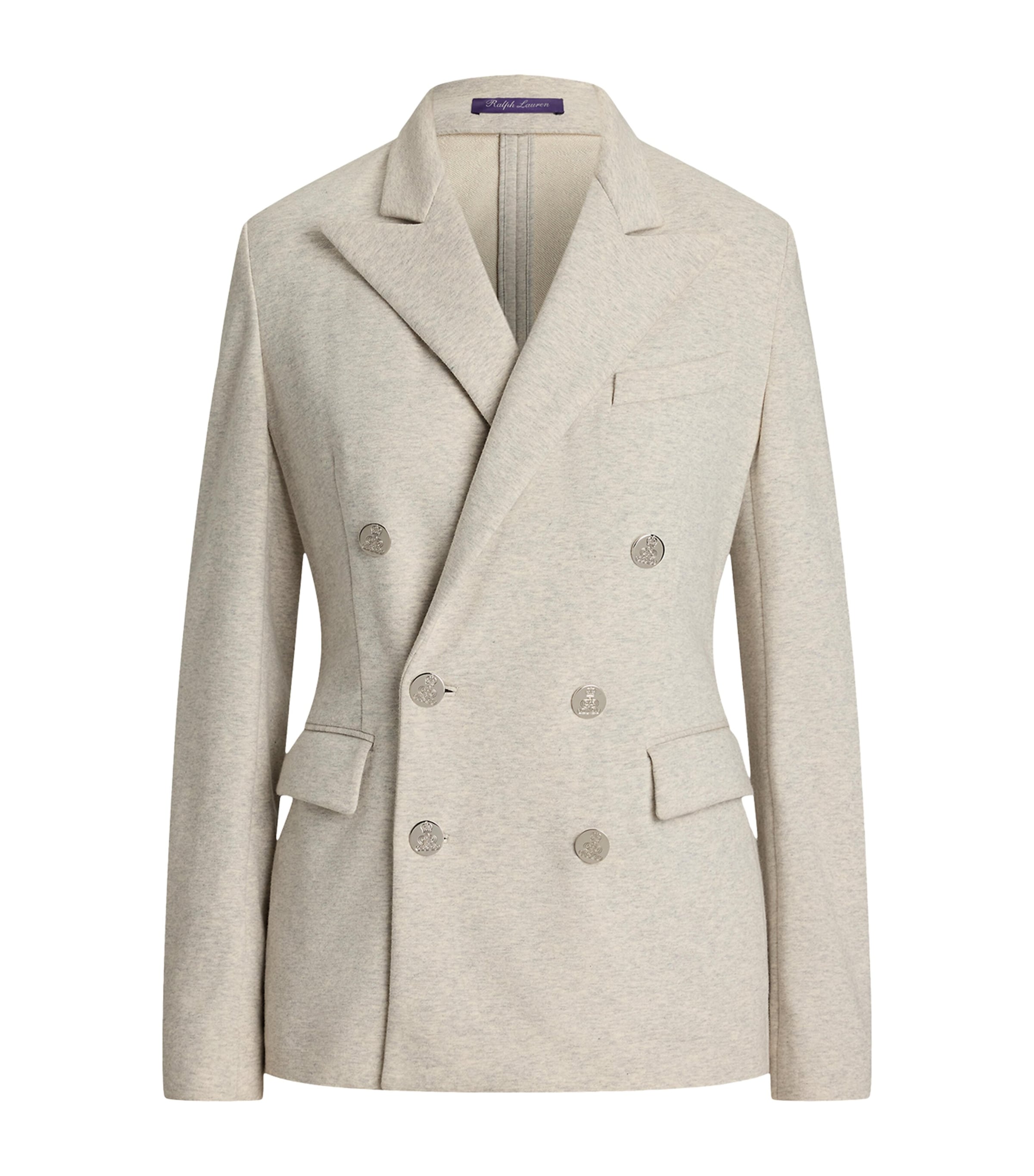 Ralph Lauren Cotton-cashmere Double-breasted Blazer In Gray