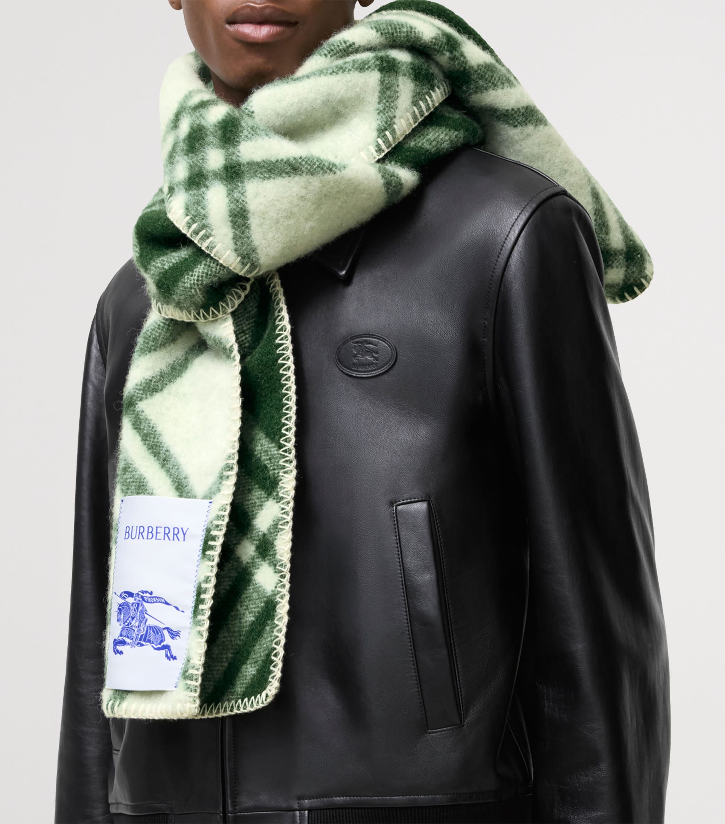 Burberry Wool Check Scarf Tennis Green Image 5