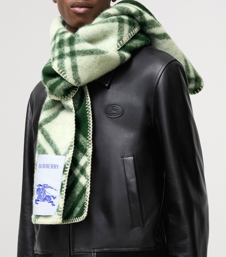 Burberry Wool Check Scarf Tennis Green Image 5