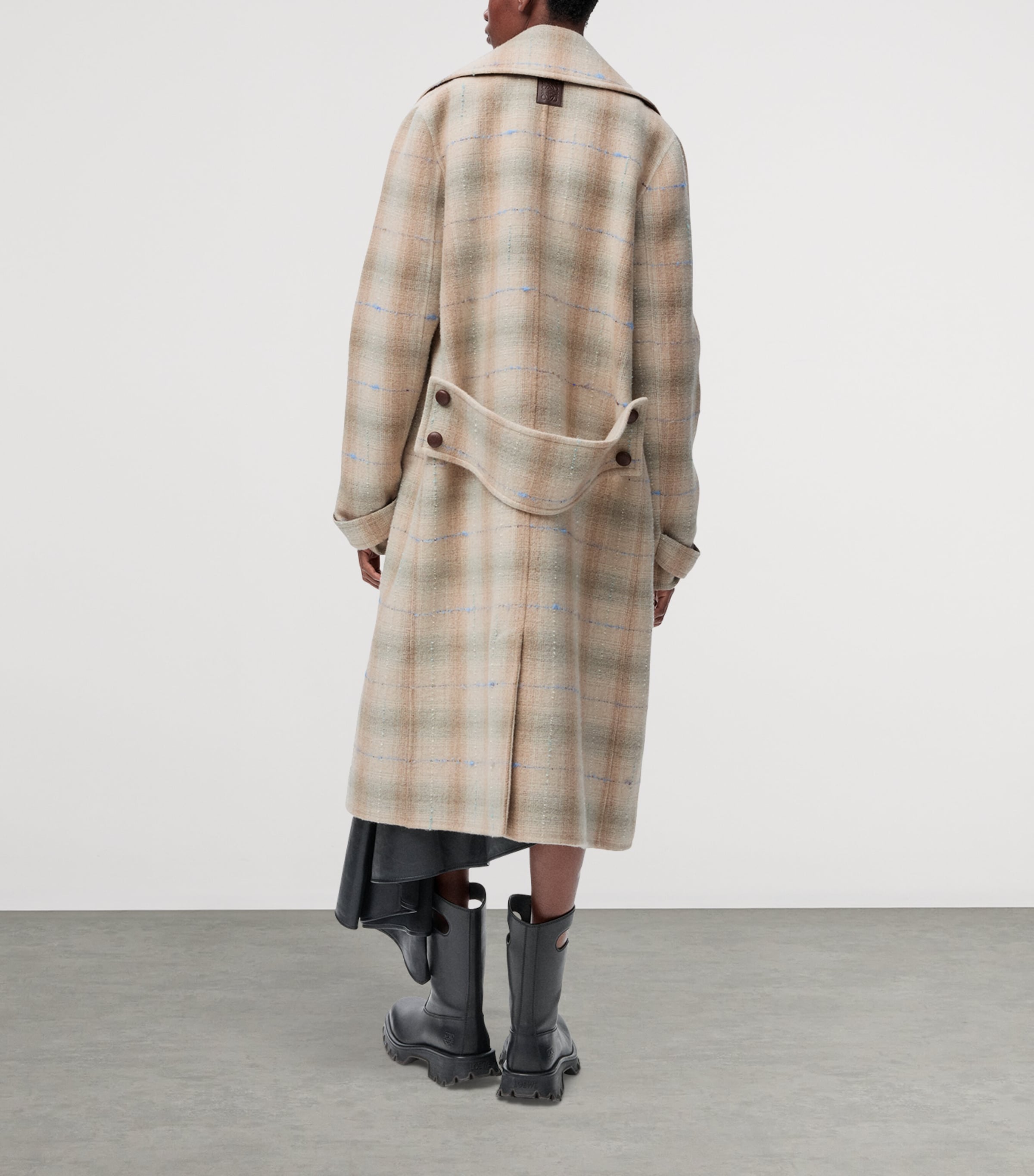 Wool-Cashmere-Blend Check Coat BEIGE Image 4