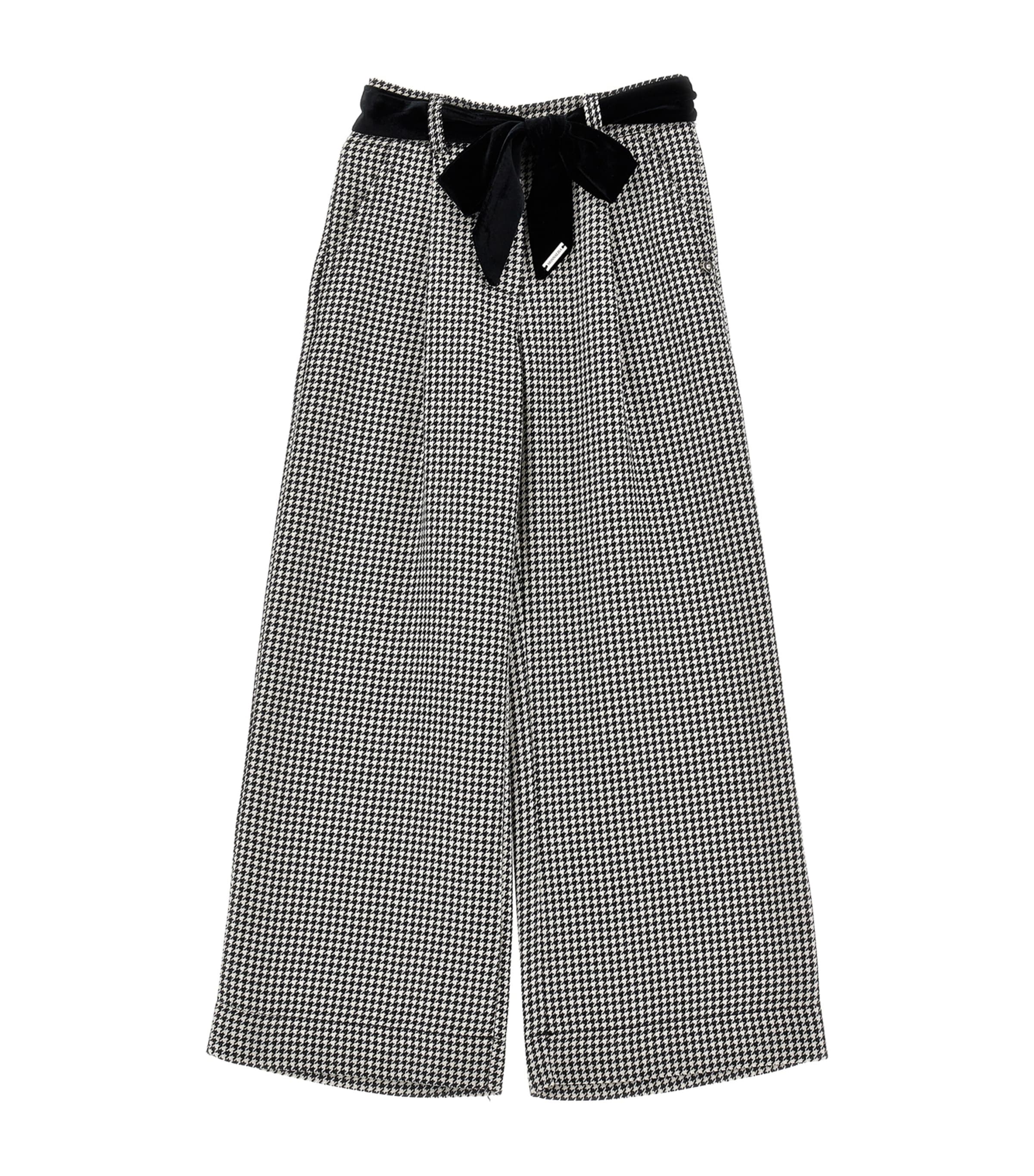 Monnalisa Houndstooth Wide-leg Trousers In Black