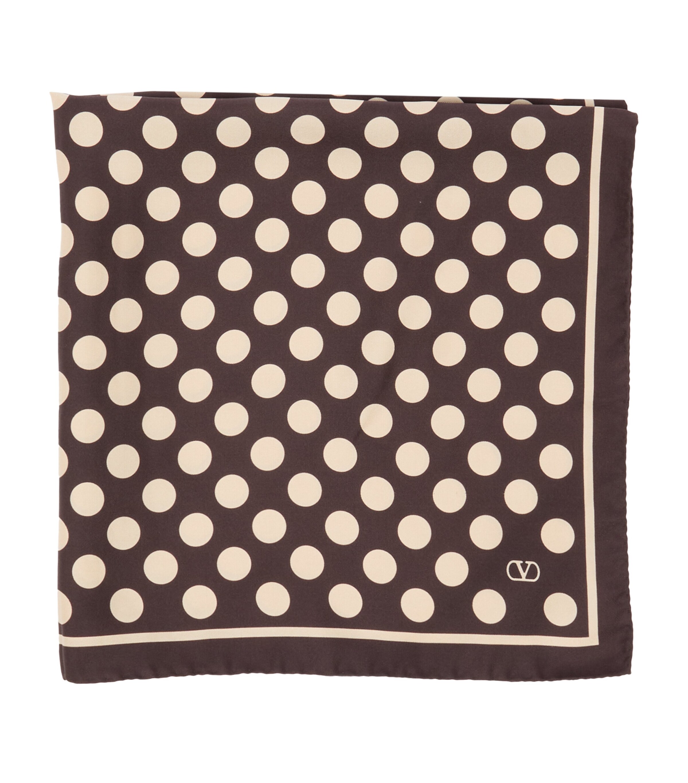 Valentino Silk Polka Dot Foulard In Brown