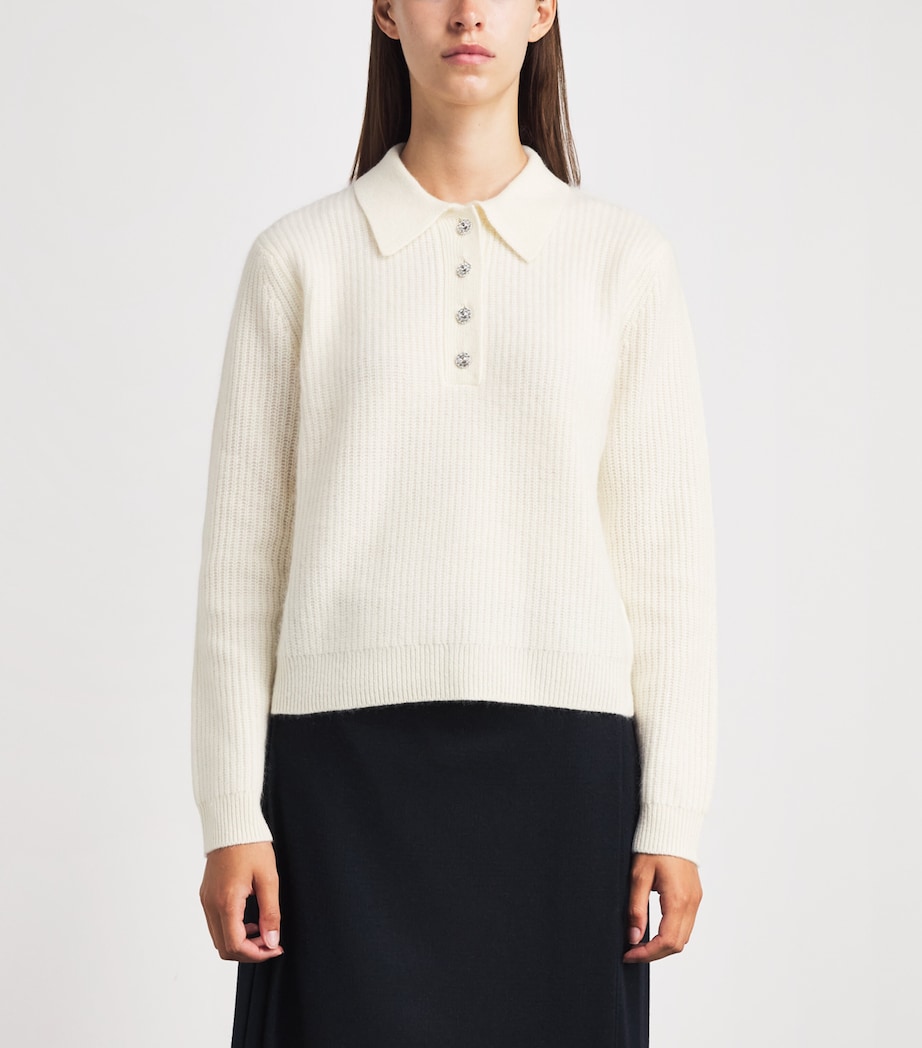 Harrods Womens Cashmere Polo Sweater Ivory Image 4