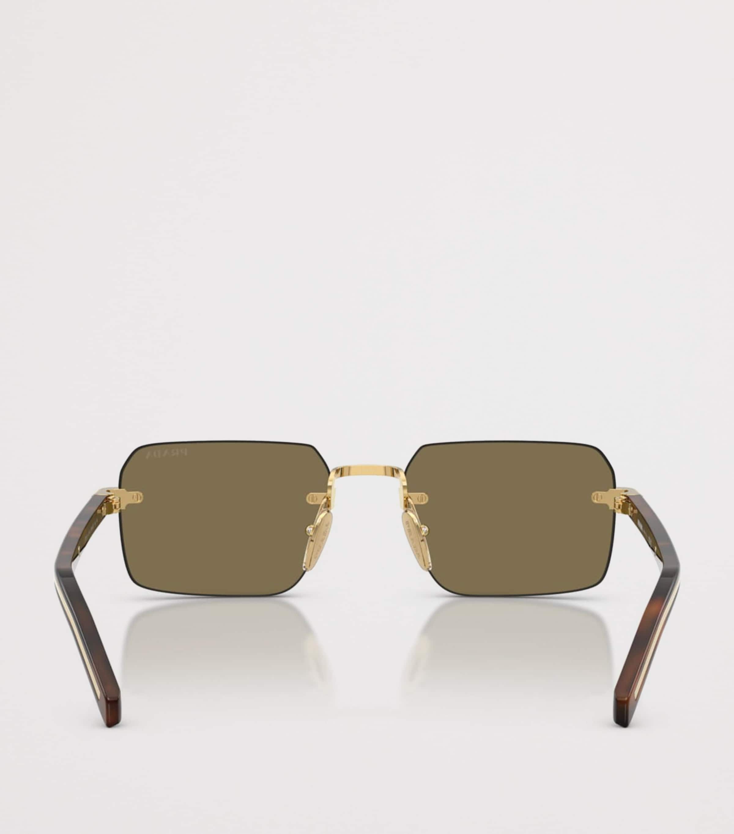 Prada Rimless Rectangle Sunglasses Gold Image 4