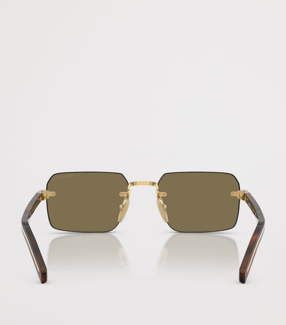 Prada Rimless Rectangle Sunglasses Gold Image 4