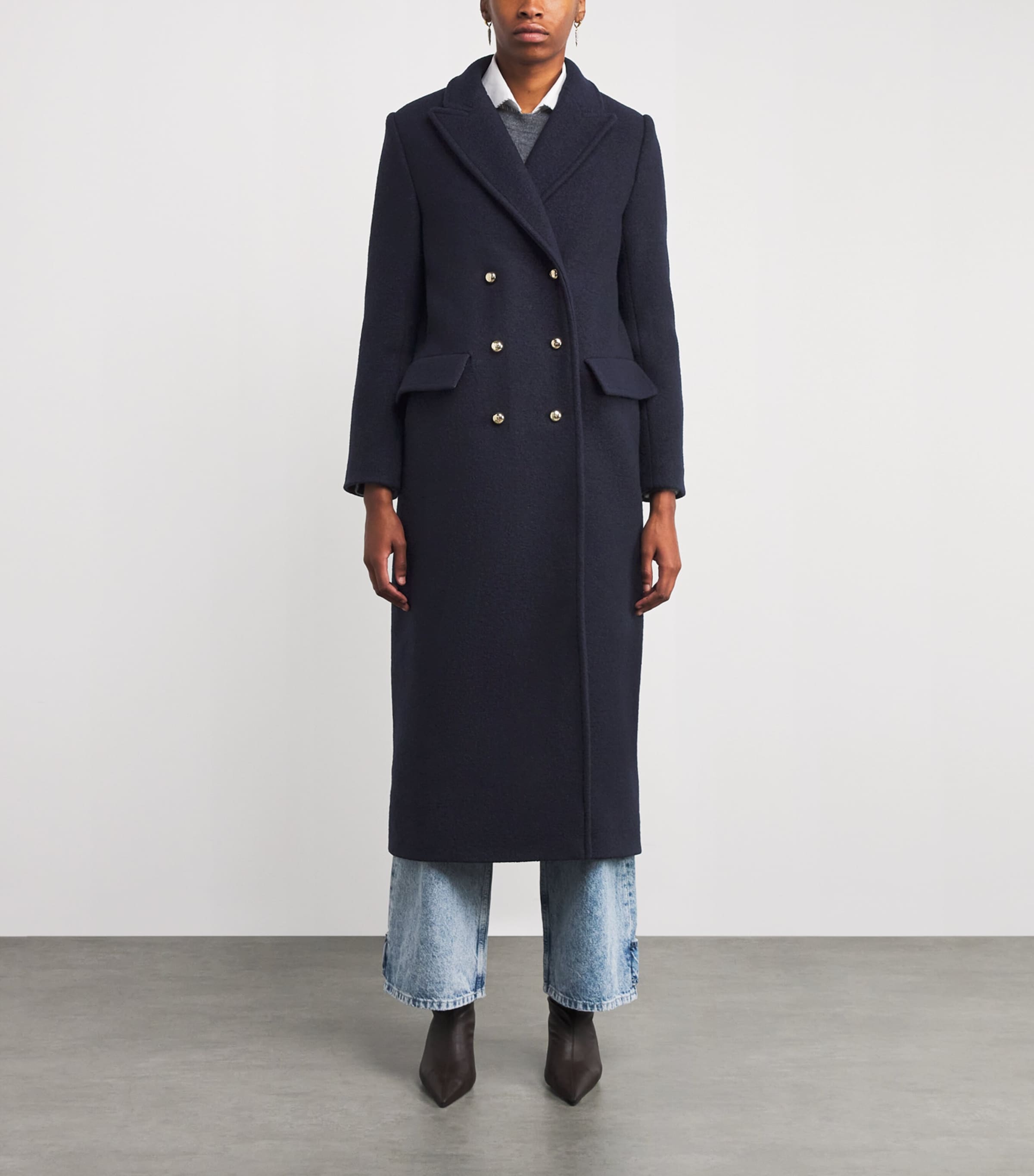 Wool Trench Coat NAVY Image 3