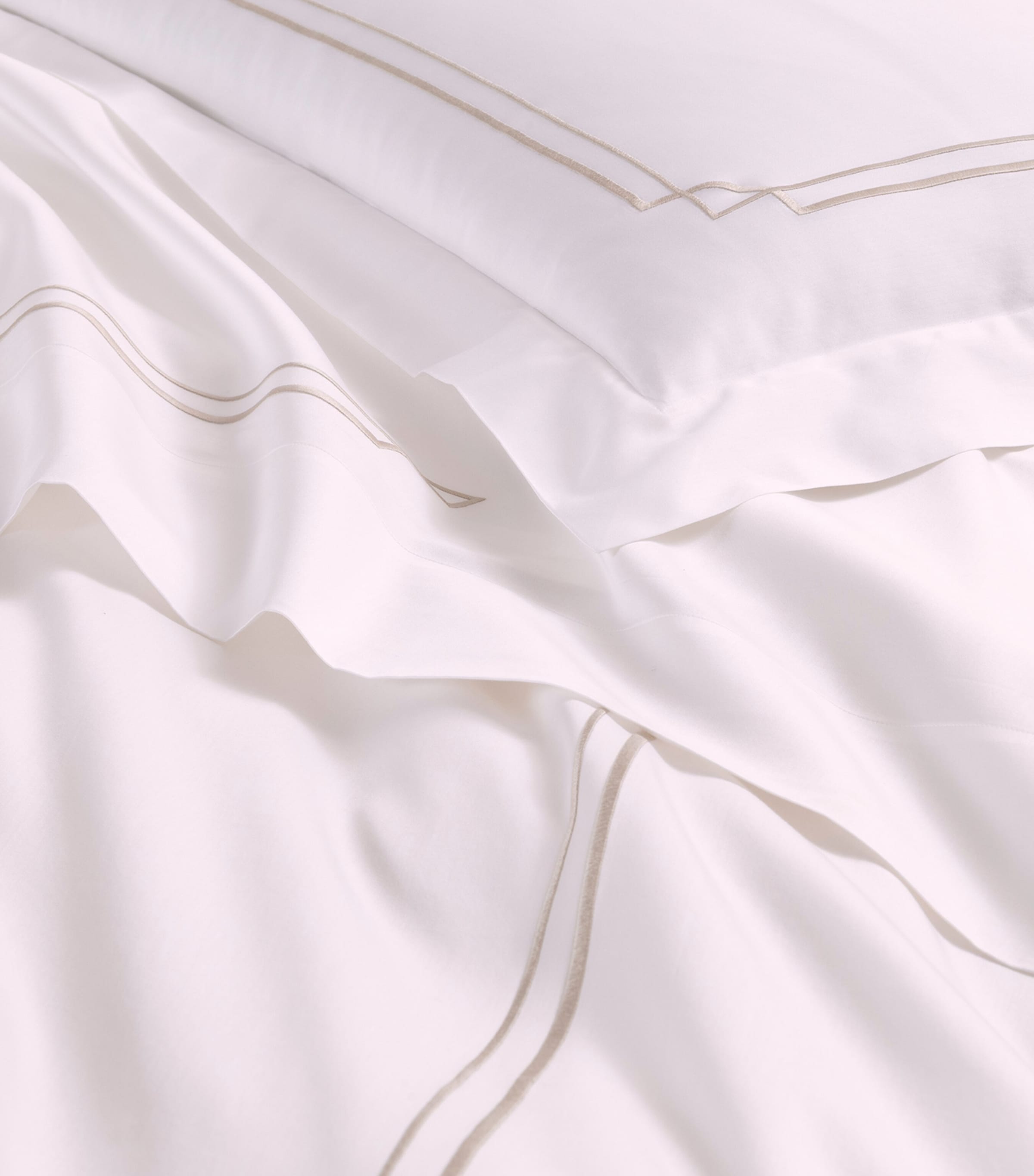 Frette Cotton Layering Embroidery Oxford Pillowcase (51cm x 71cm) Milk/savage B Image 5