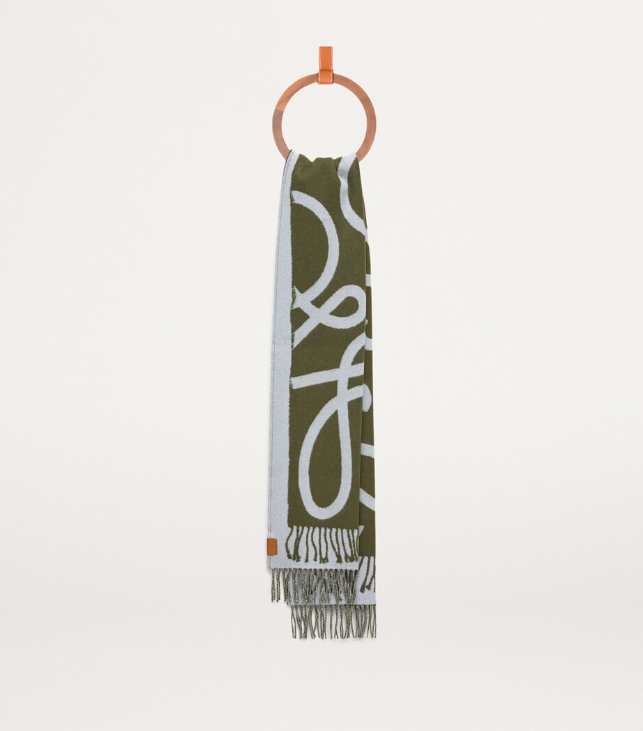 Wool-Cashmere Reversible Scarf LIGHT BLUE/GREEN Image 4