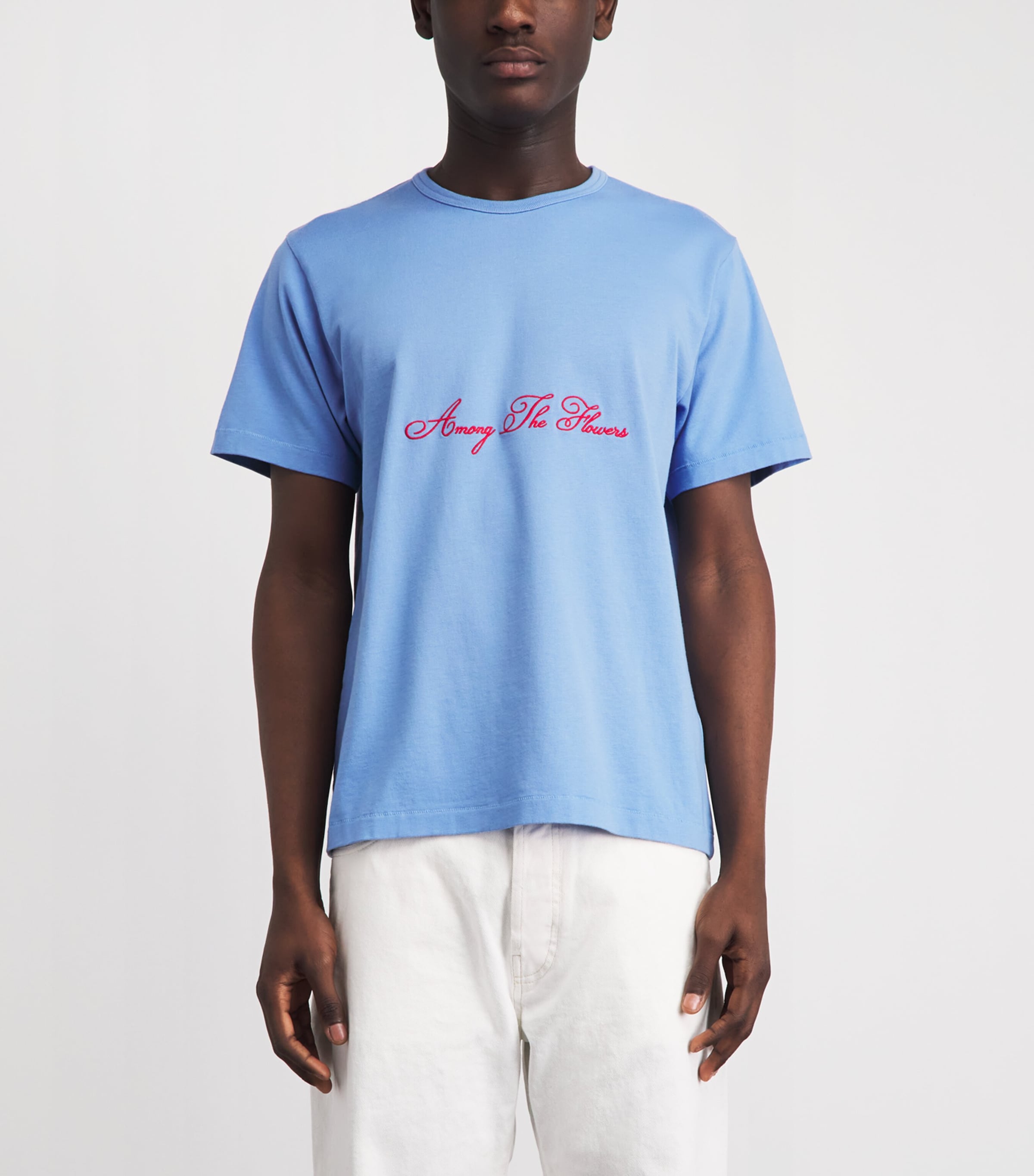 JW Anderson Mens Cotton Embroidered T-Shirt Pale Blue Image 4
