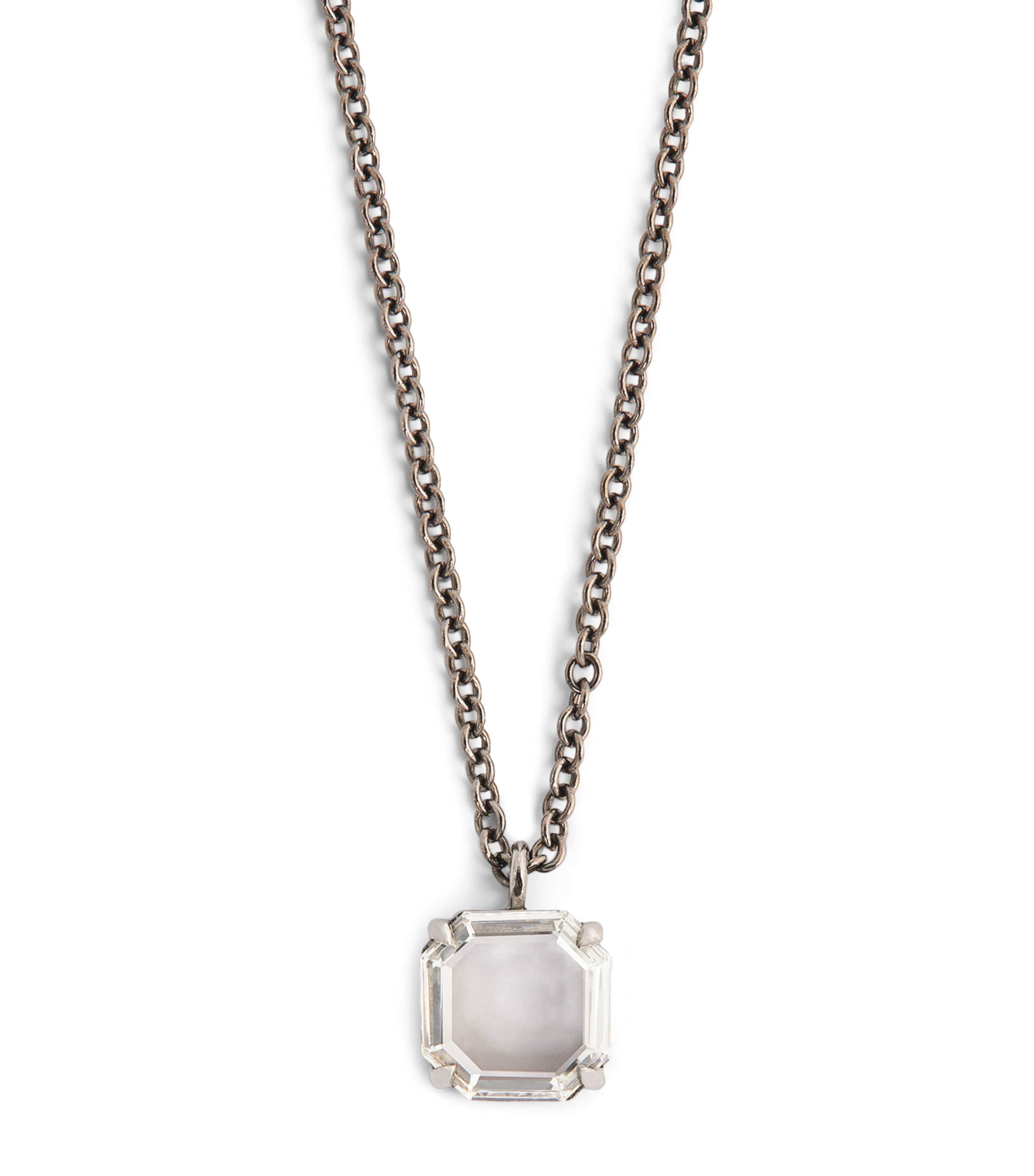 Eva Fehren Blackened White Gold And Diamond Prism Pendant Necklace In Black