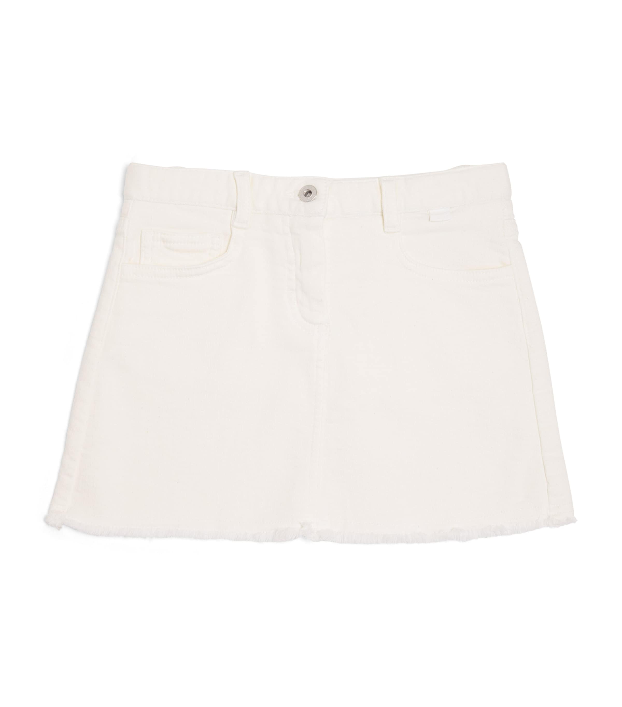 Shop Il Gufo Raw-edge Denim Skirt In Beige