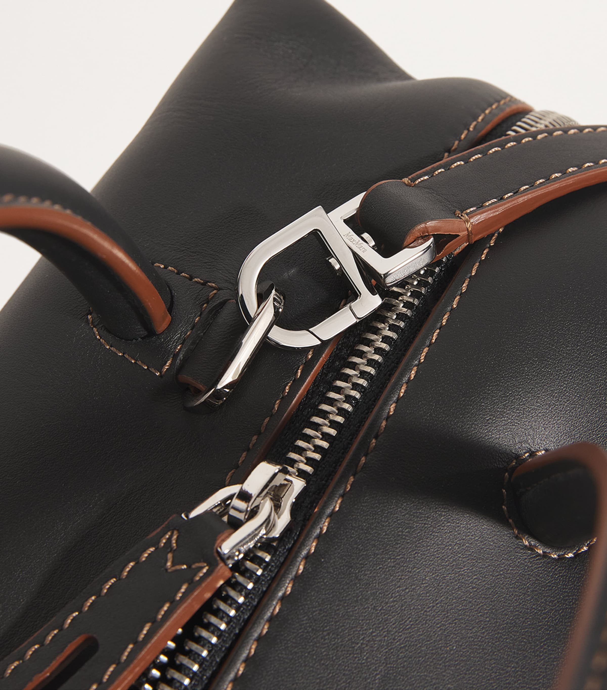 Leather Satchel Top-Handle Bag BLACK Image 6