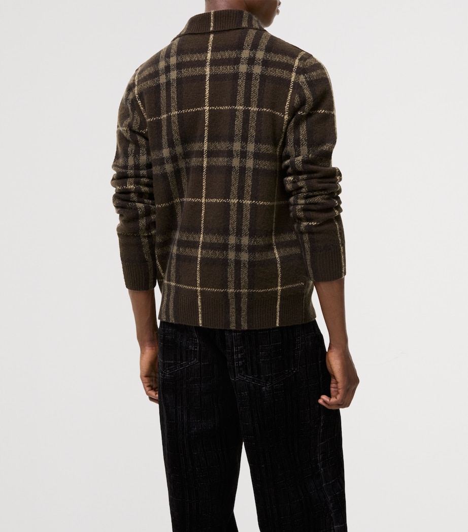 Burberry Mens Cashmere Check Cardigan Sepia Brown Image 3