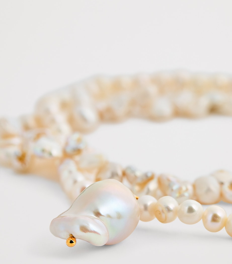 Freshwater Pearl Twisted Flower Necklace PEARL Image 3