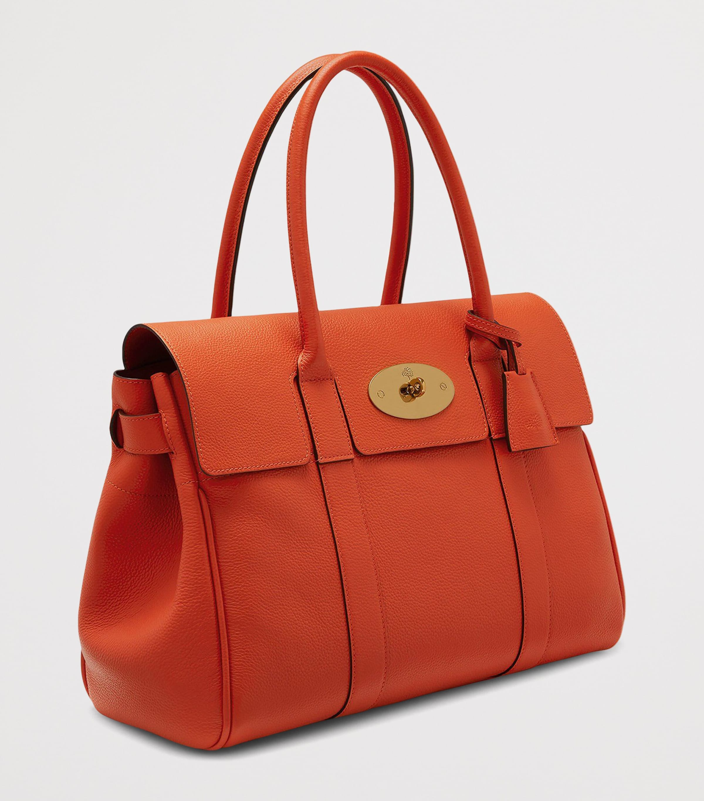 Mulberry Small Leather Bayswater Top-Handle Bag Coral Orange Image 4