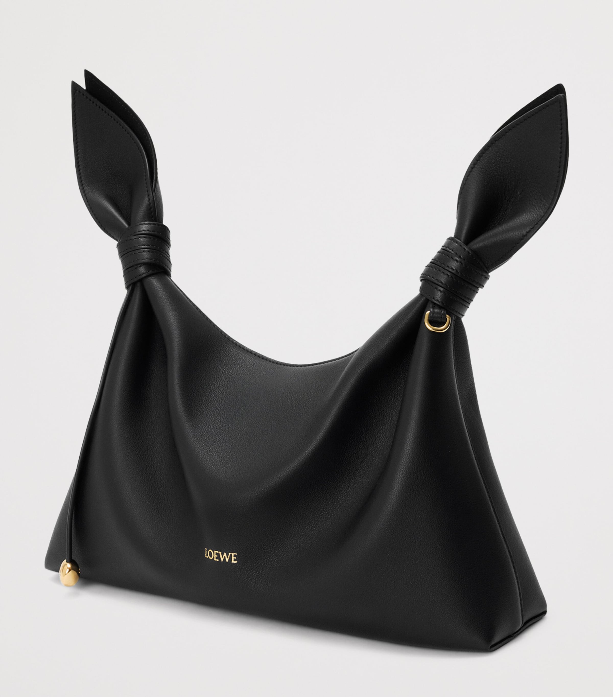 LOEWE Medium Leather Scarf Shoulder Bag Black Image 3
