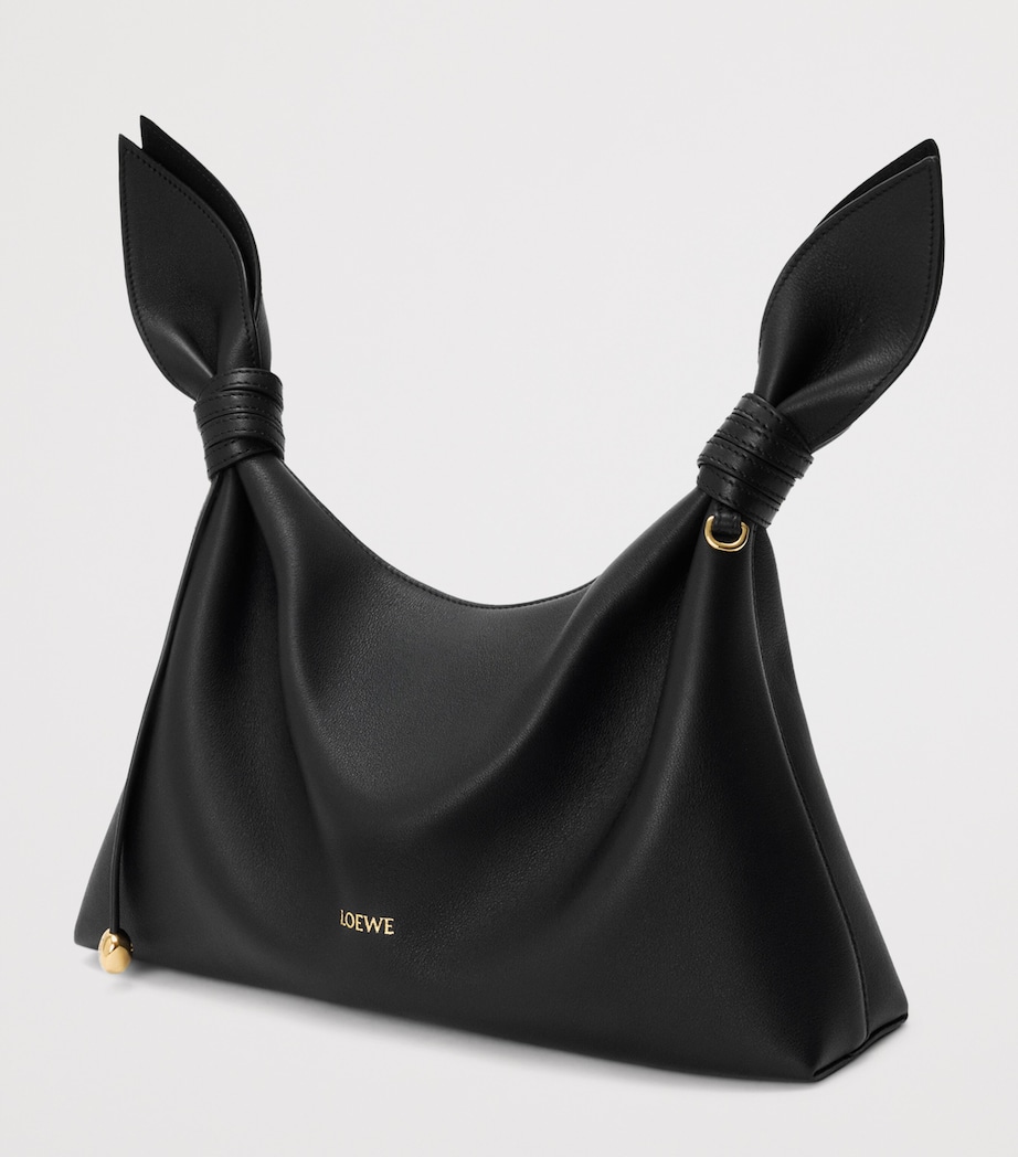 LOEWE Medium Leather Scarf Shoulder Bag Black Image 3