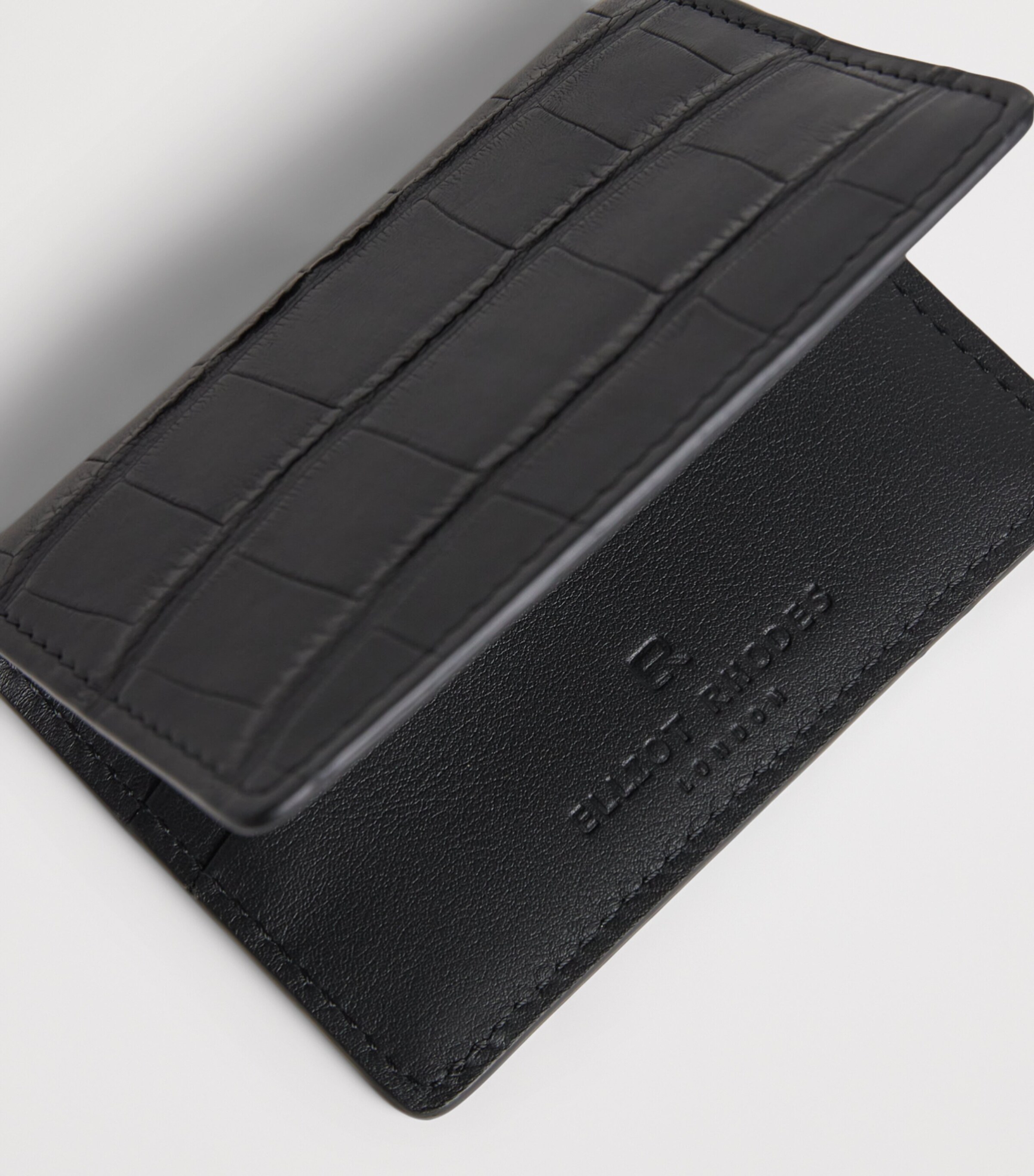 Elliot Rhodes Crocodile Leather Card Holder Black Image 3