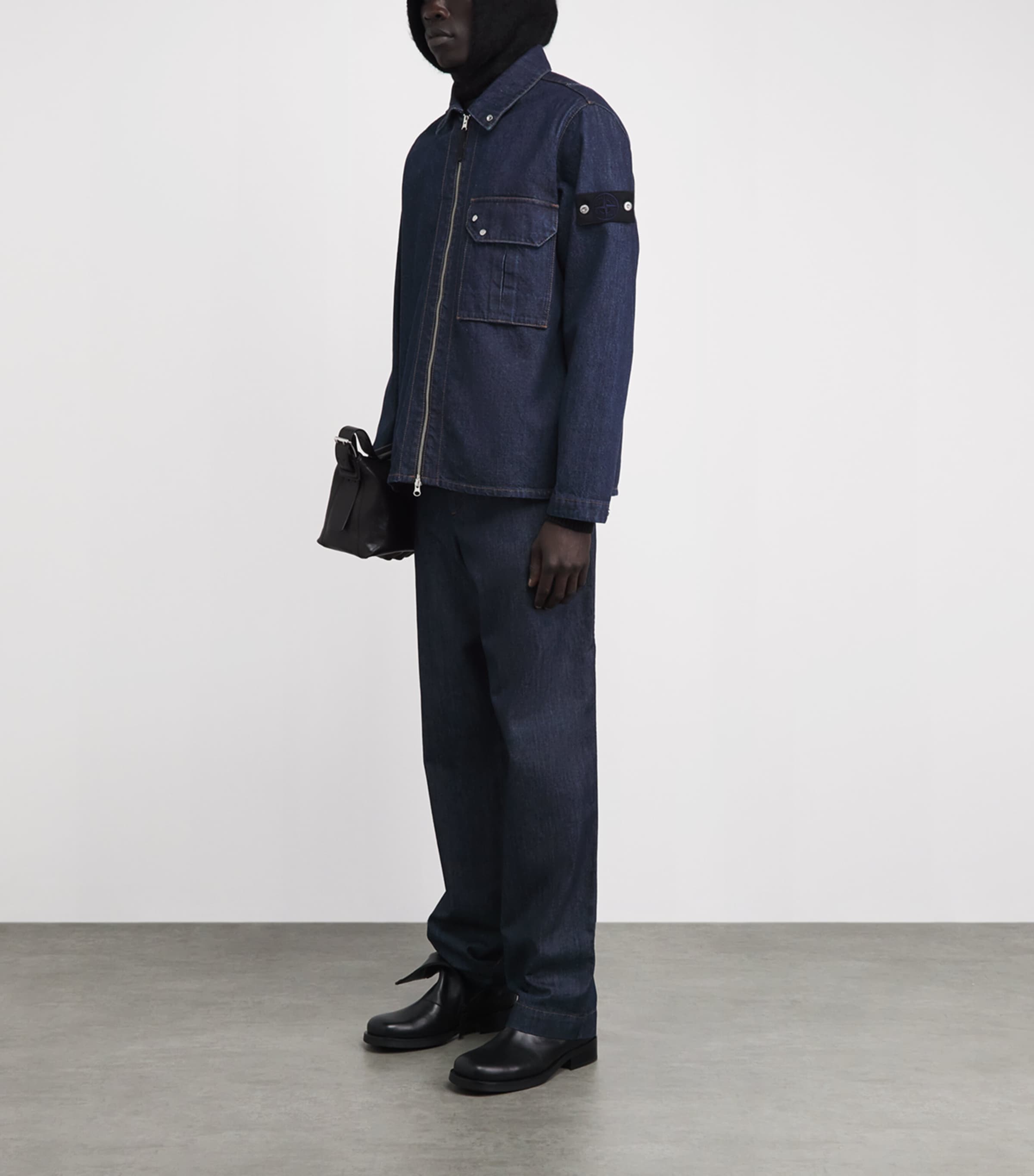 Stone Island Mens Denim Zip-Up Overshirt Image 2