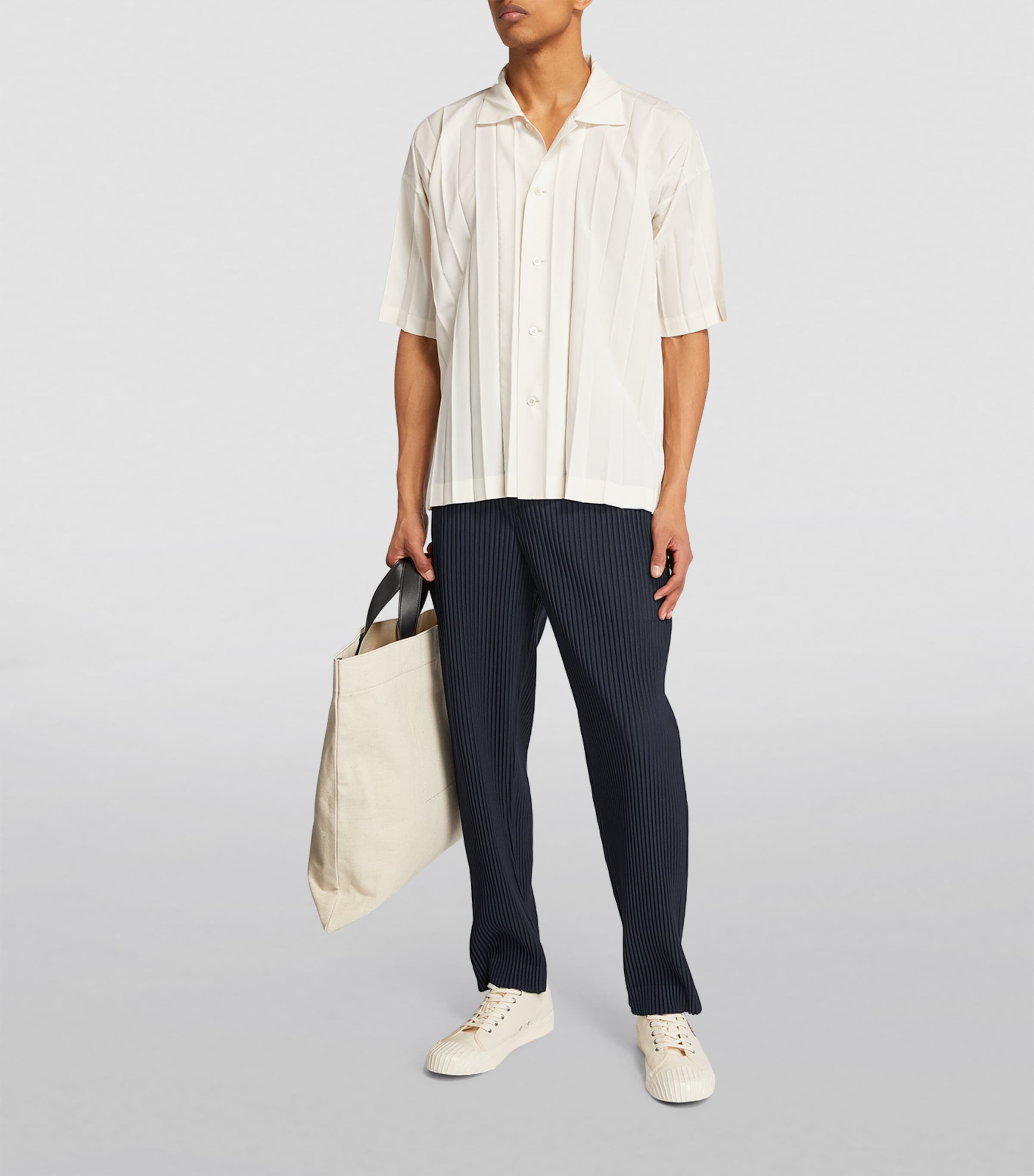 Pleated Straight Trousers 75 NAVY Image 2