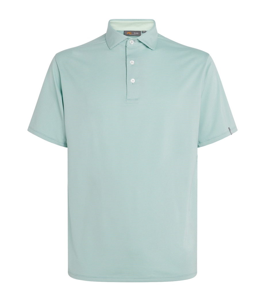 KJUS Mens Stripe Soren Golf Polo Shirt Agave/rivbk Image 1
