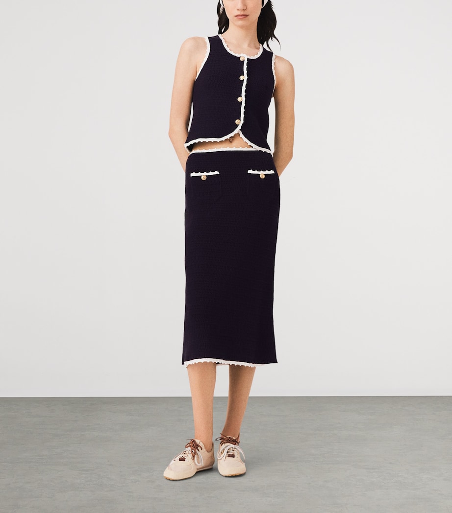 Maje Womens Knitted Midi Skirt Navy Image 2