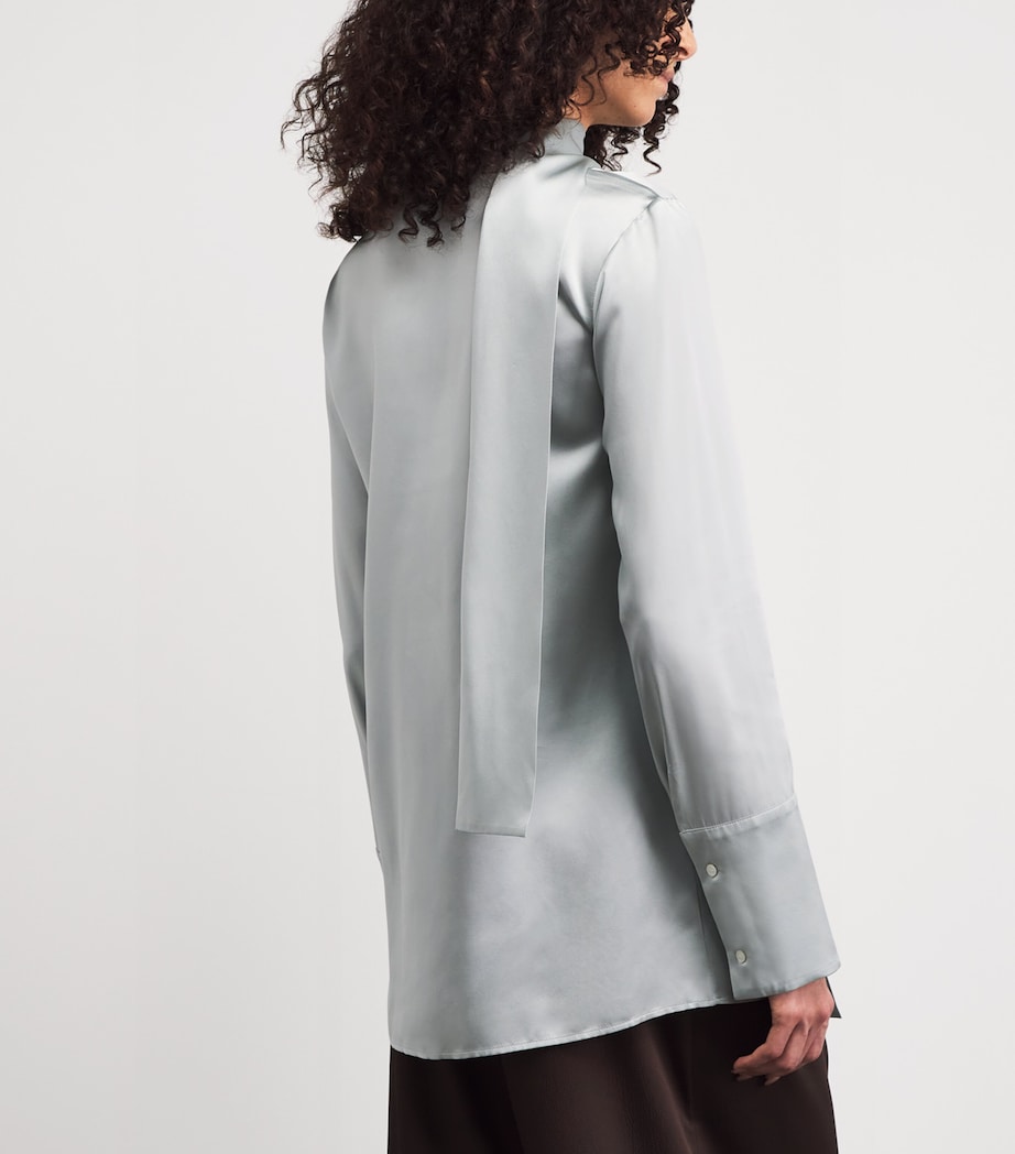 Laura Pitharas Womens Silk Neck-Tie Shirt Exclusive Ice Blue Image 5