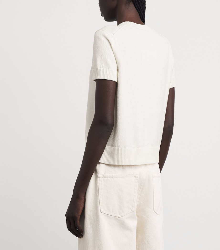 Lafayette 148 Womens Cotton-Silk Short-Sleeve Cardigan Cloud Cloud Image 5
