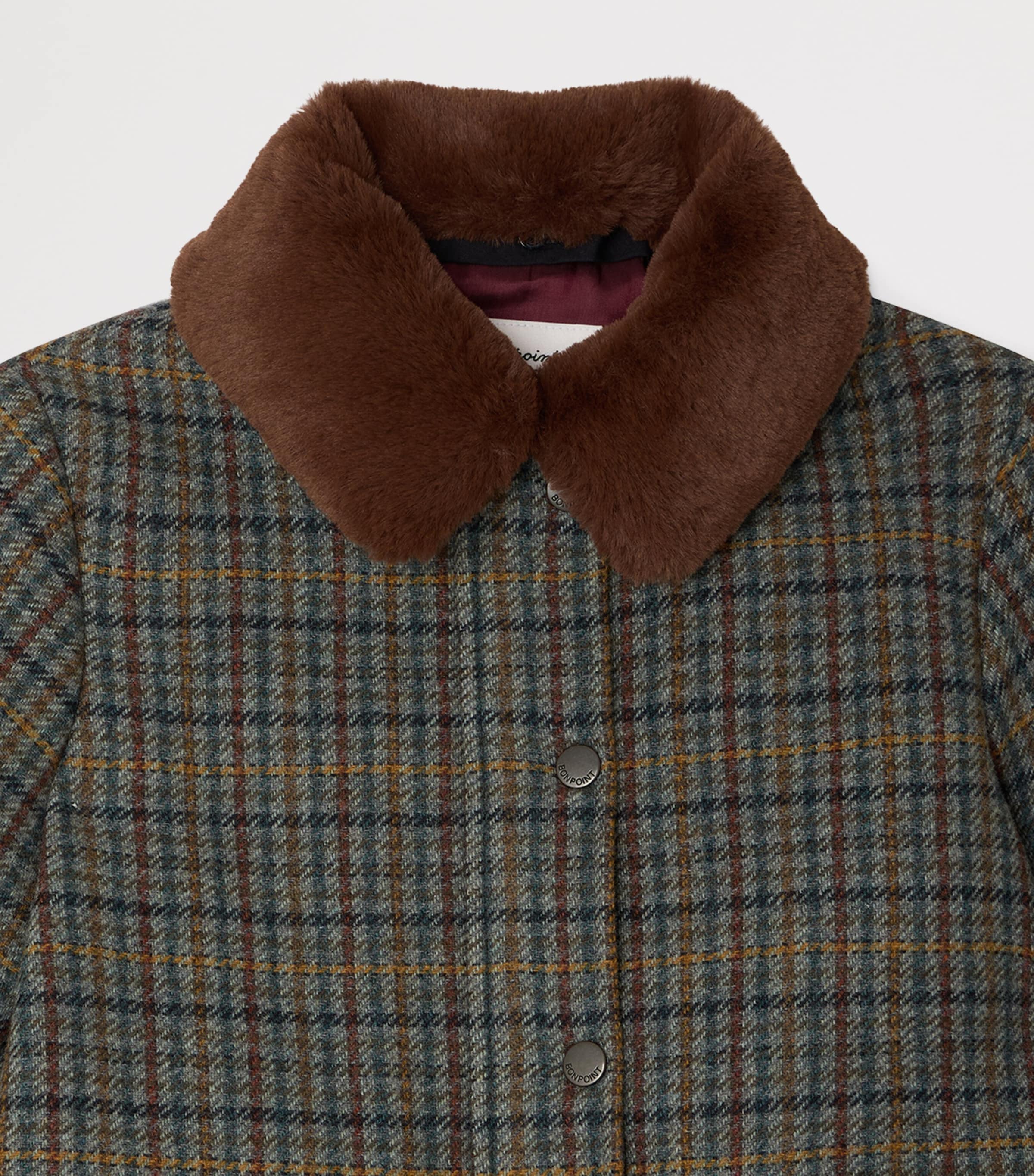 Cotton Check Coat (4-8 Years) CA BLEU NUIT Image 3