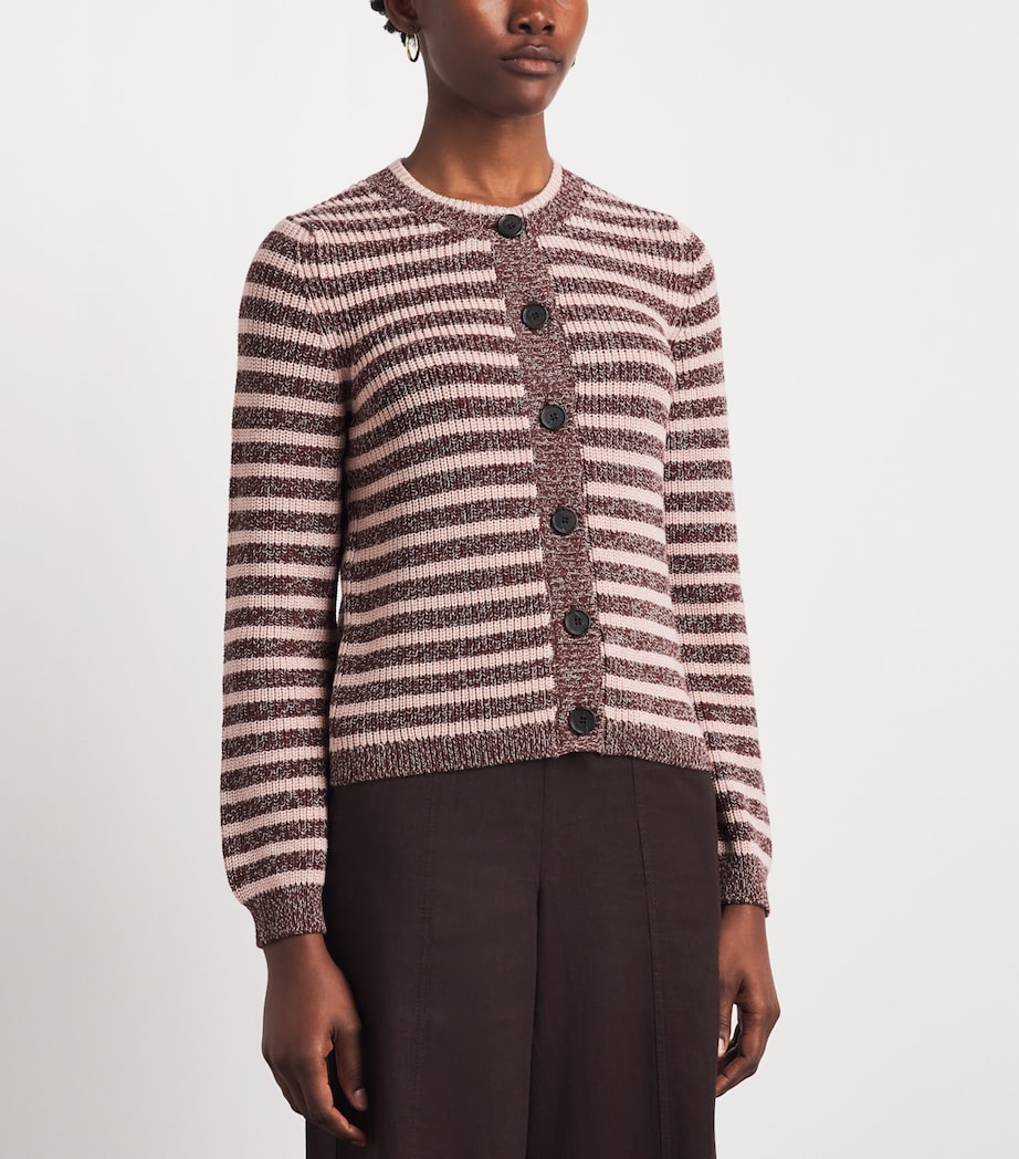 ME+EM Womens Organic Cotton Stripe Cardigan Cinnamon Brown Multi Image 4