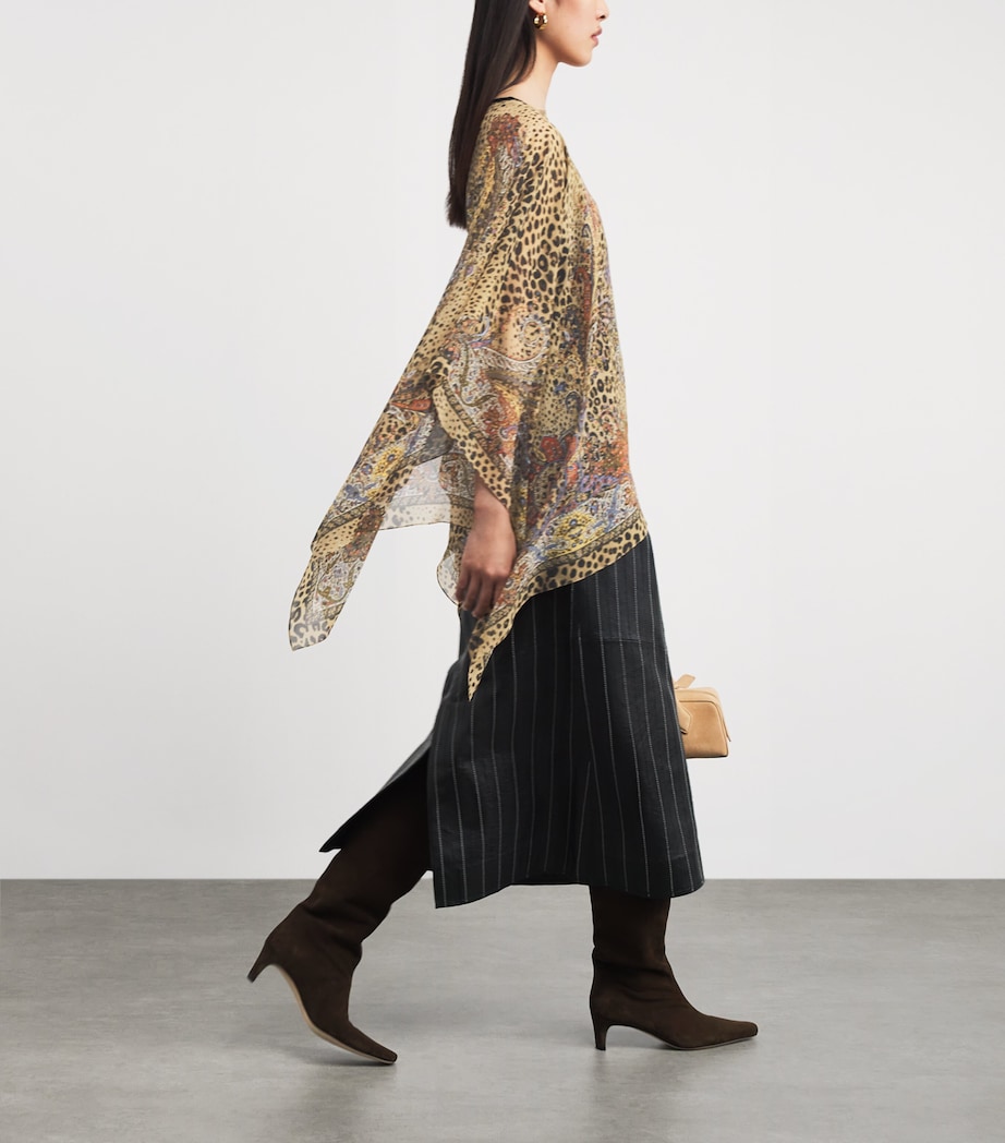 Silk Leopard Boat-Neck Blouse X0826 Image 2