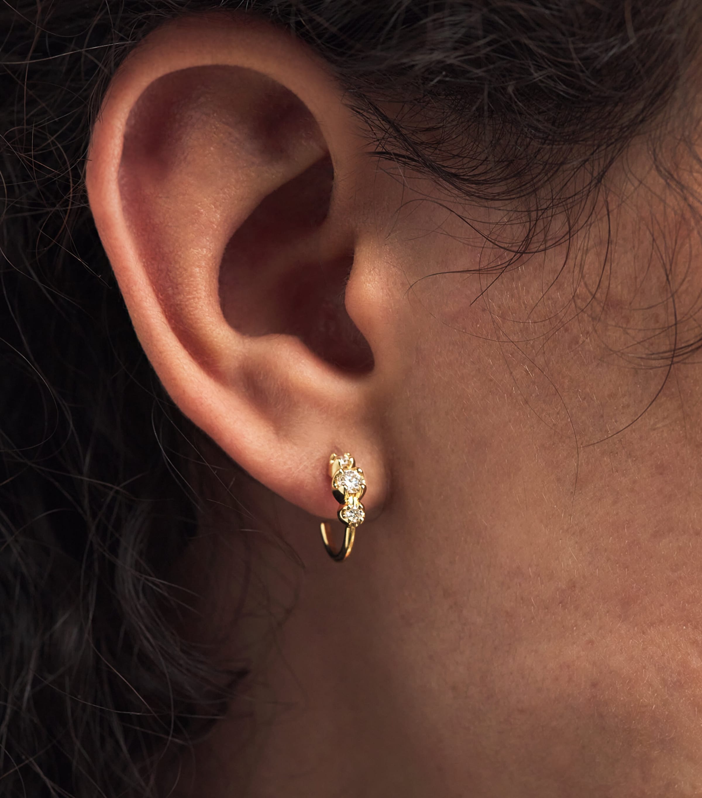 Jennifer Meyer Mini Yellow Gold and Diamond Graduated Earrings Yellow Gold Image 4