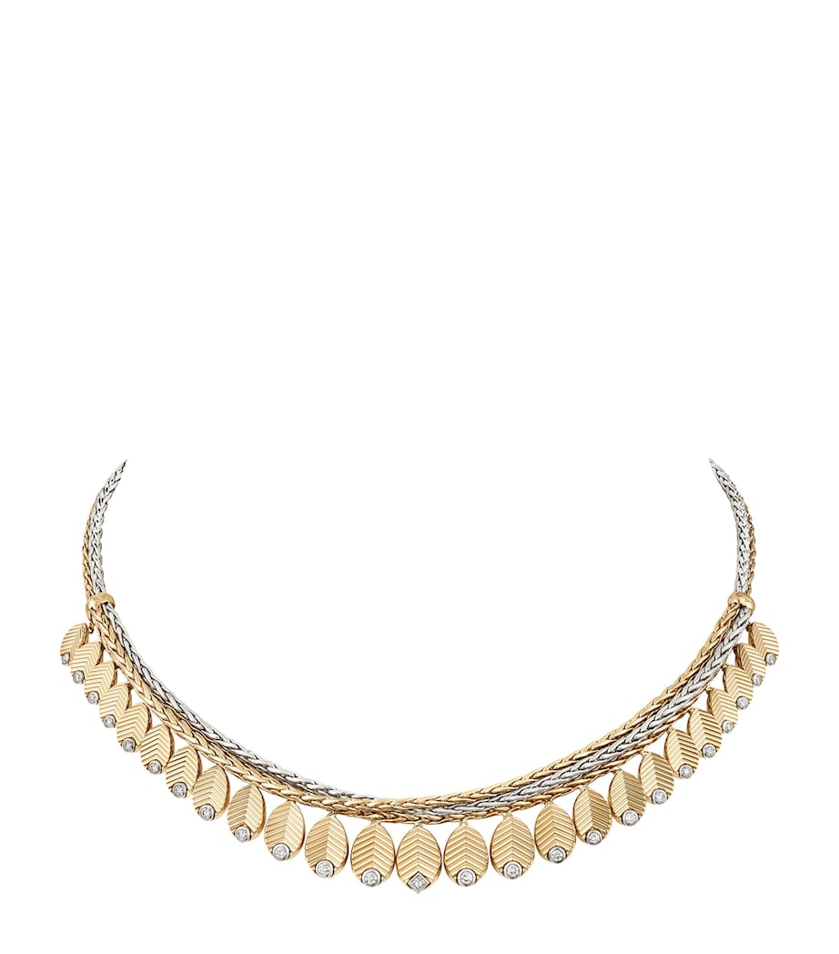 Yellow Gold, White Gold and Diamond Grain de Café Necklace YELLOW GOLD Image 1