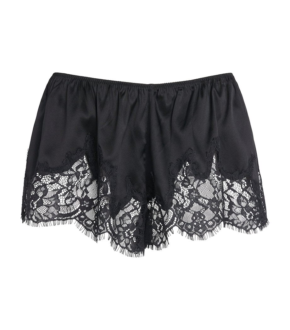 Skims Womens Stretch-Silk Lace-Trim Shorts Onyx Image 1