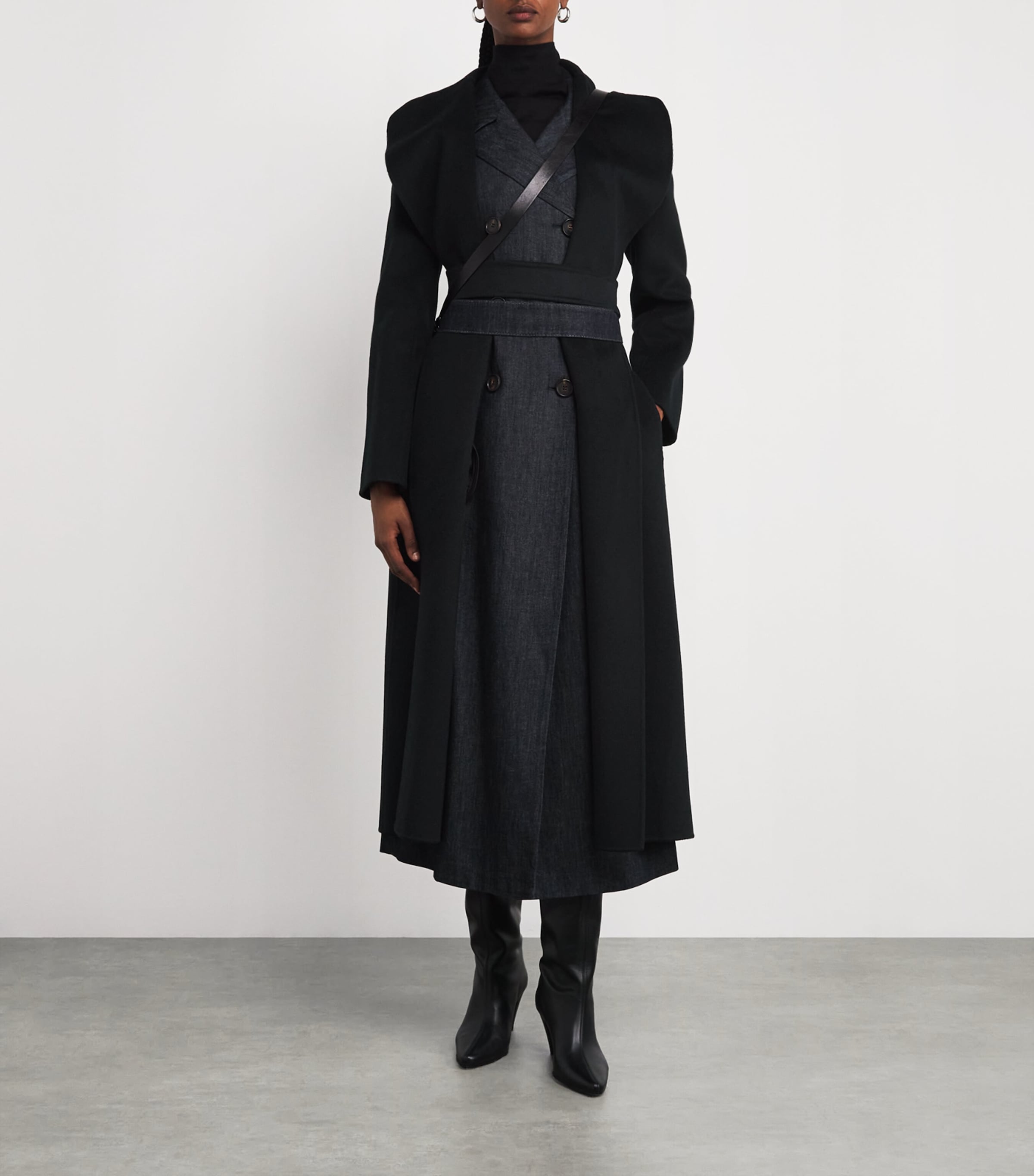 Virgin Wool-Cashmere Wrap Coat BLACK Image 2