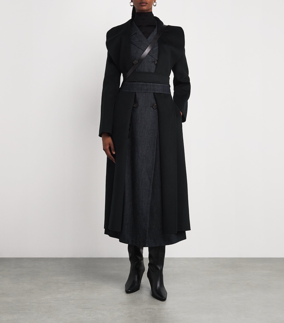 Virgin Wool-Cashmere Wrap Coat BLACK Image 2