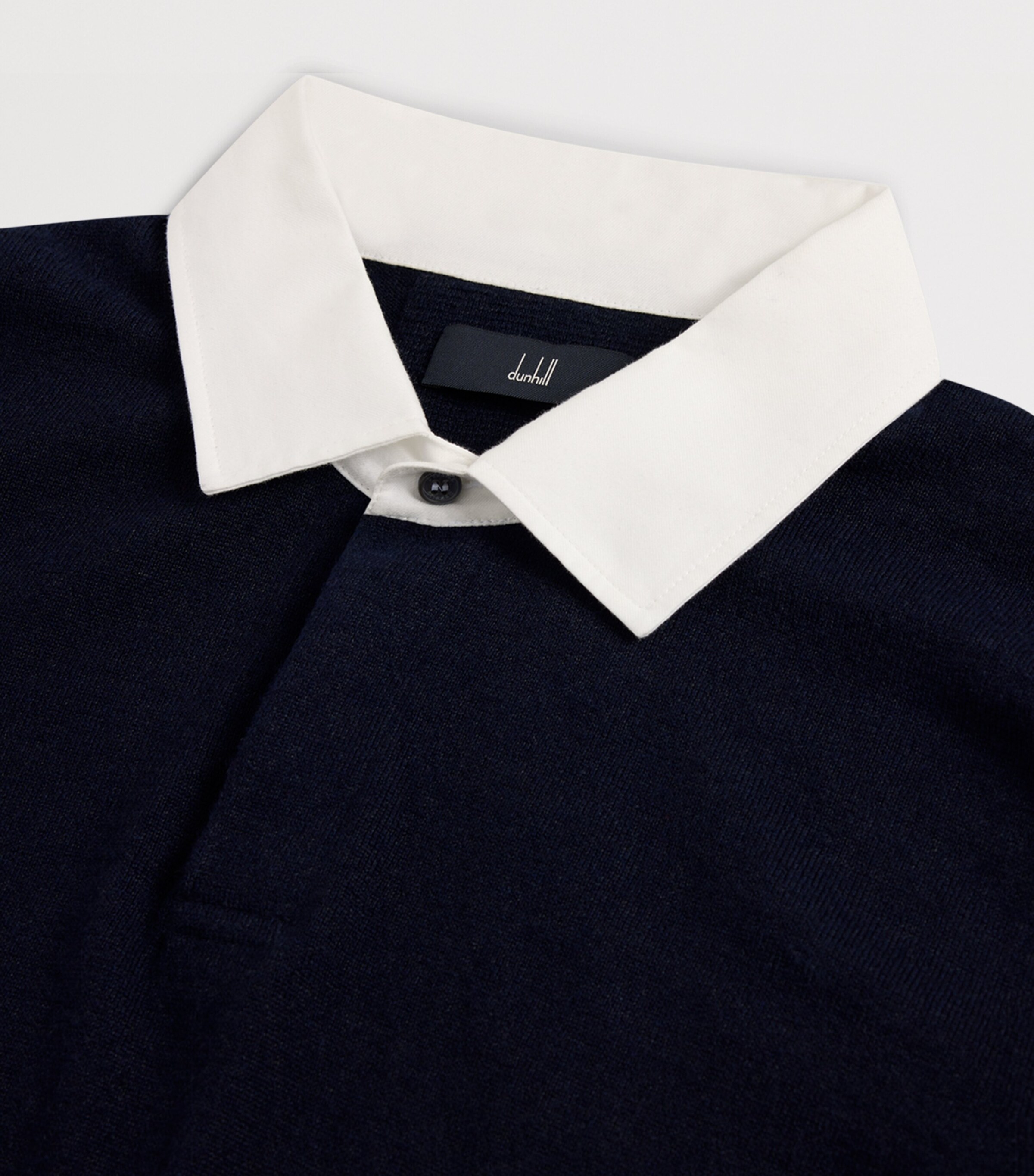 Dunhill Mens Cashmere-Linen Polo Sweater Navy Image 5