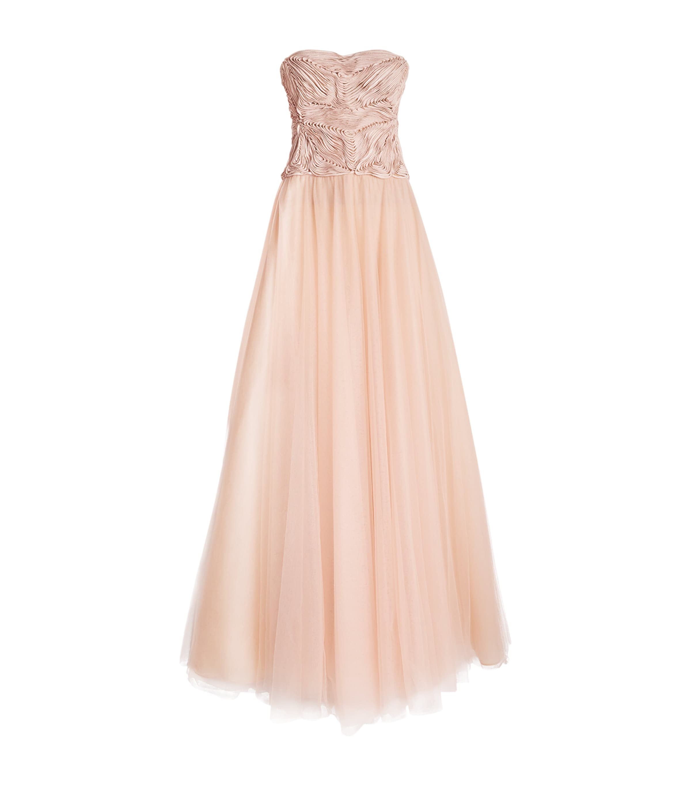 Costarellos Georgette Vietta Gown In Neutral
