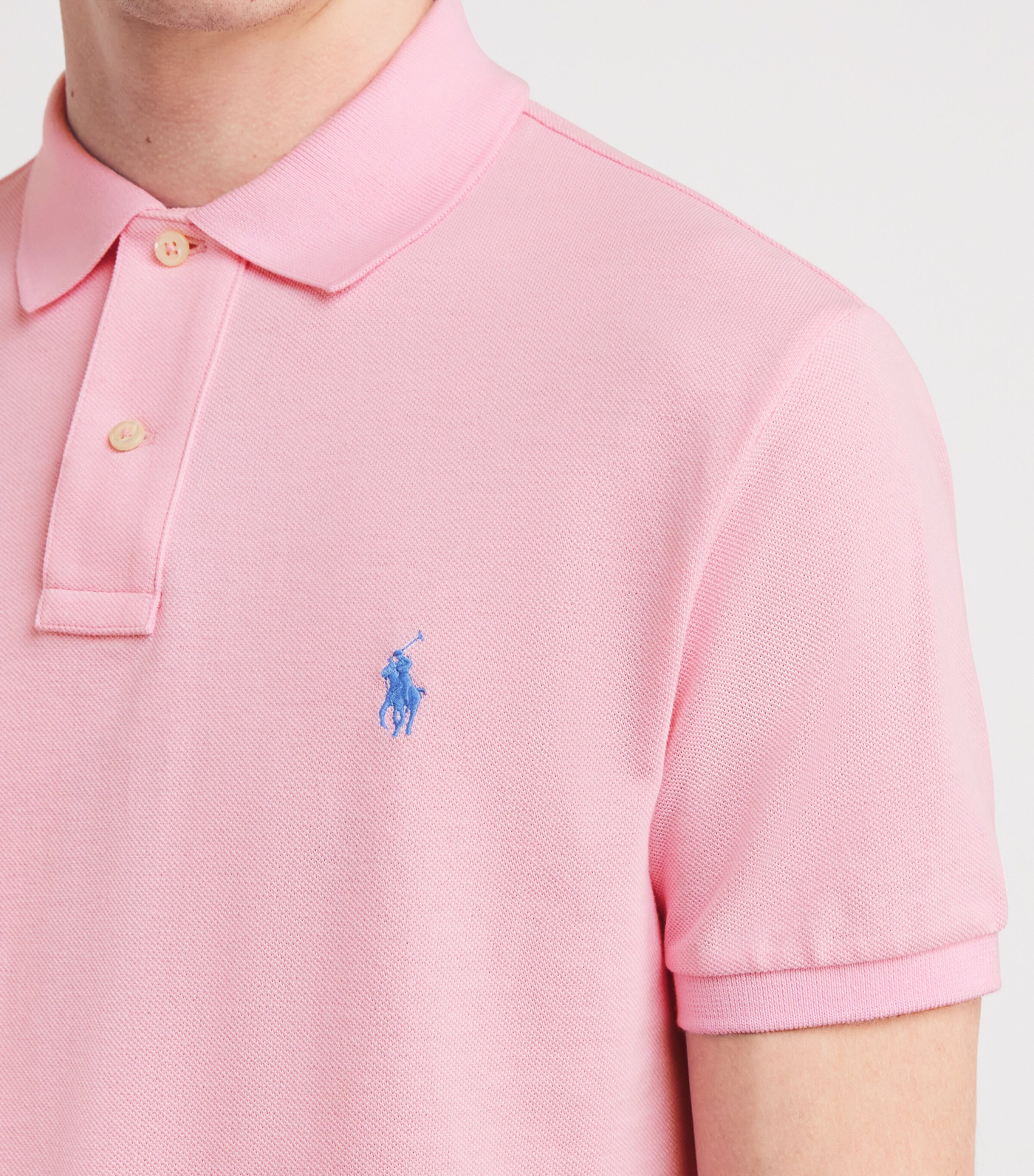 Cotton Mesh Slim-Fit Polo Shirt CARMEL PINK Image 6
