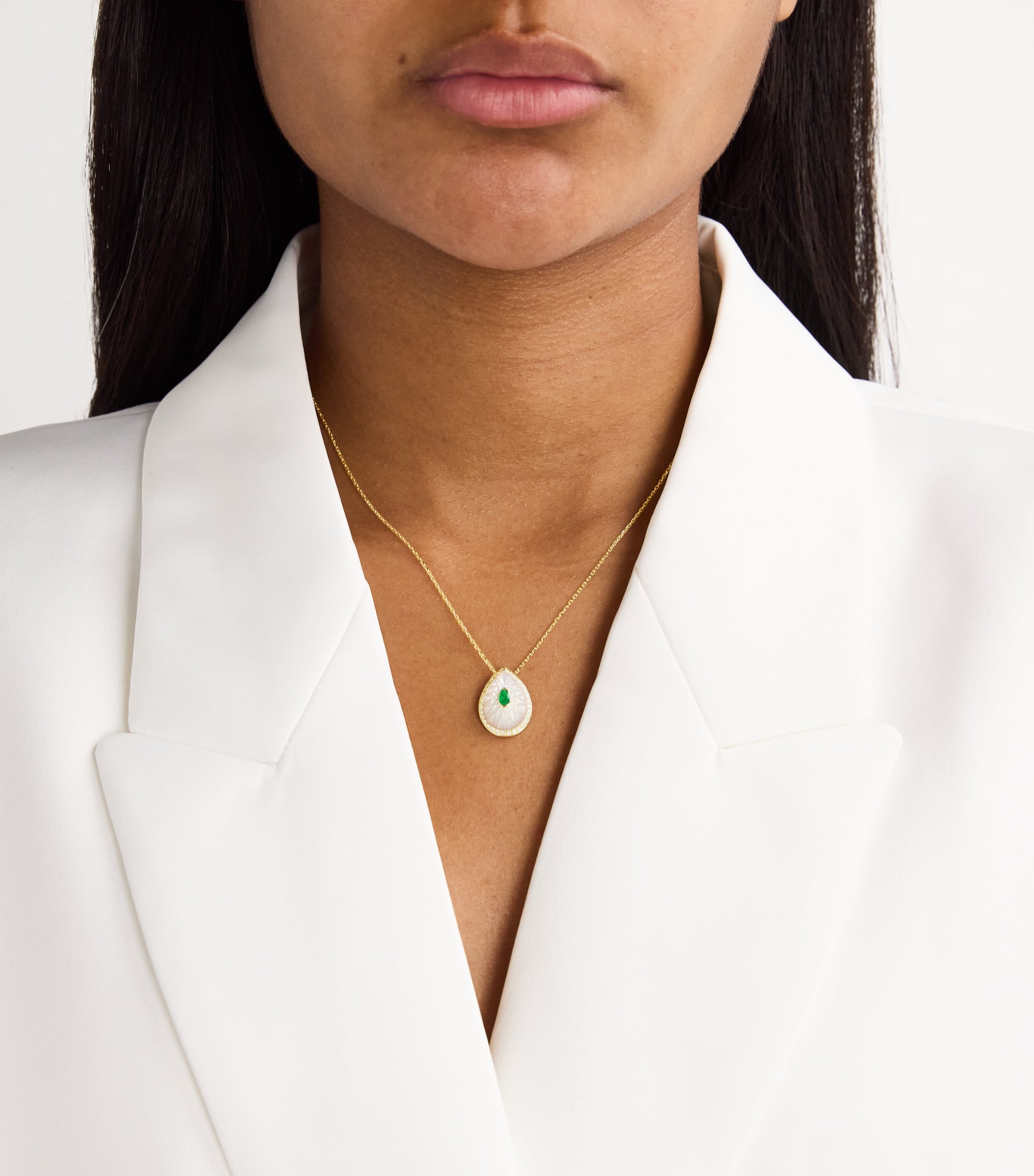 L'ATELIER NAWBAR Yellow Gold, Diamond and Emerald Bond Street Necklace Yellow Gold Image 2