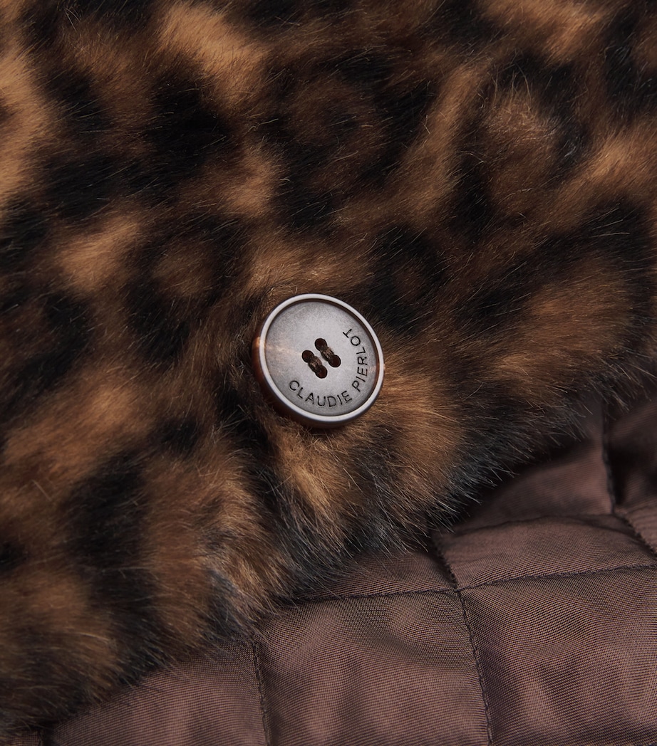 Faux Fur Leopard Bomber Jacket LEOPARD Image 5