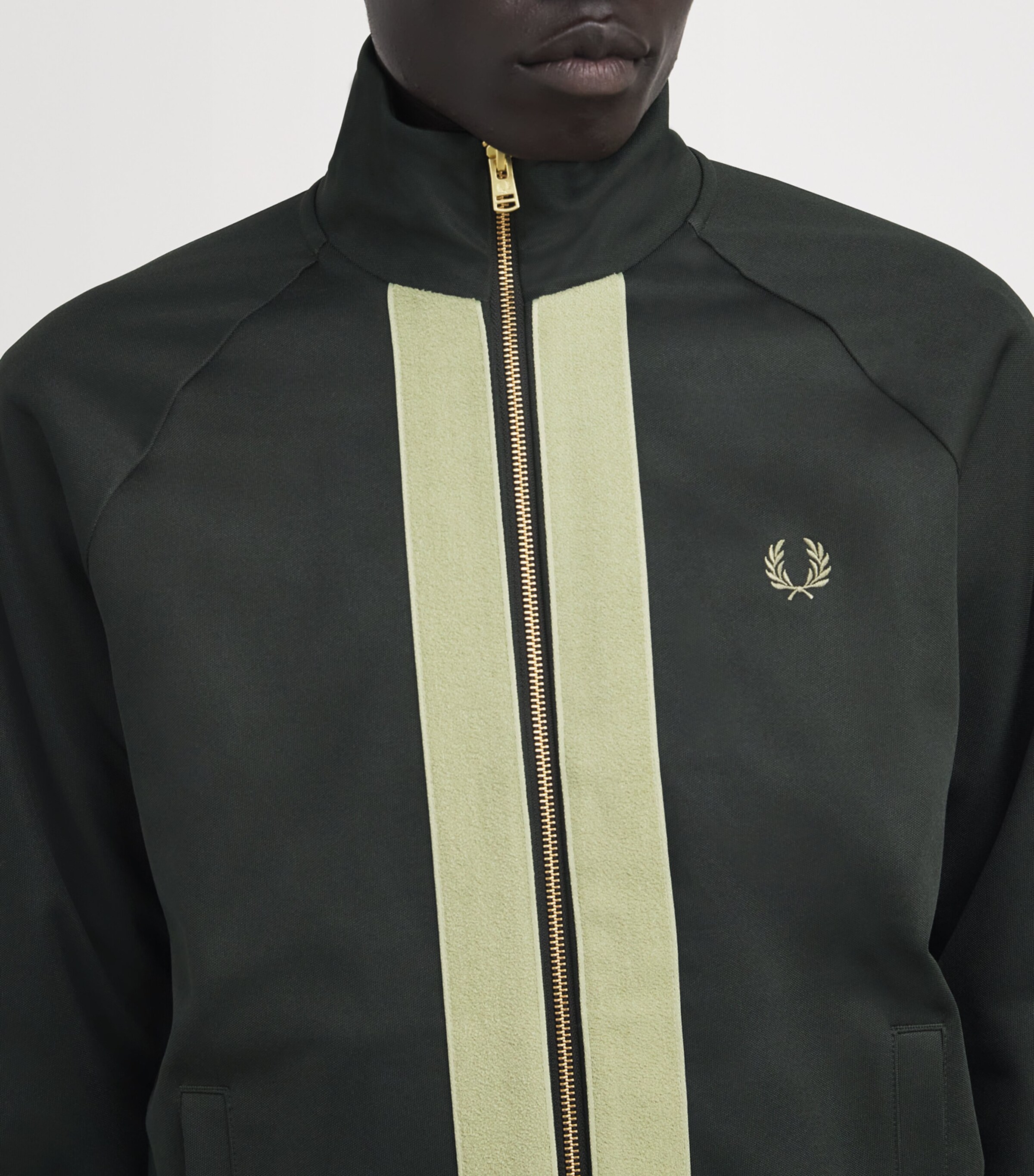Fred Perry Mens Chenille Tape Track Jacket Grn Image 5
