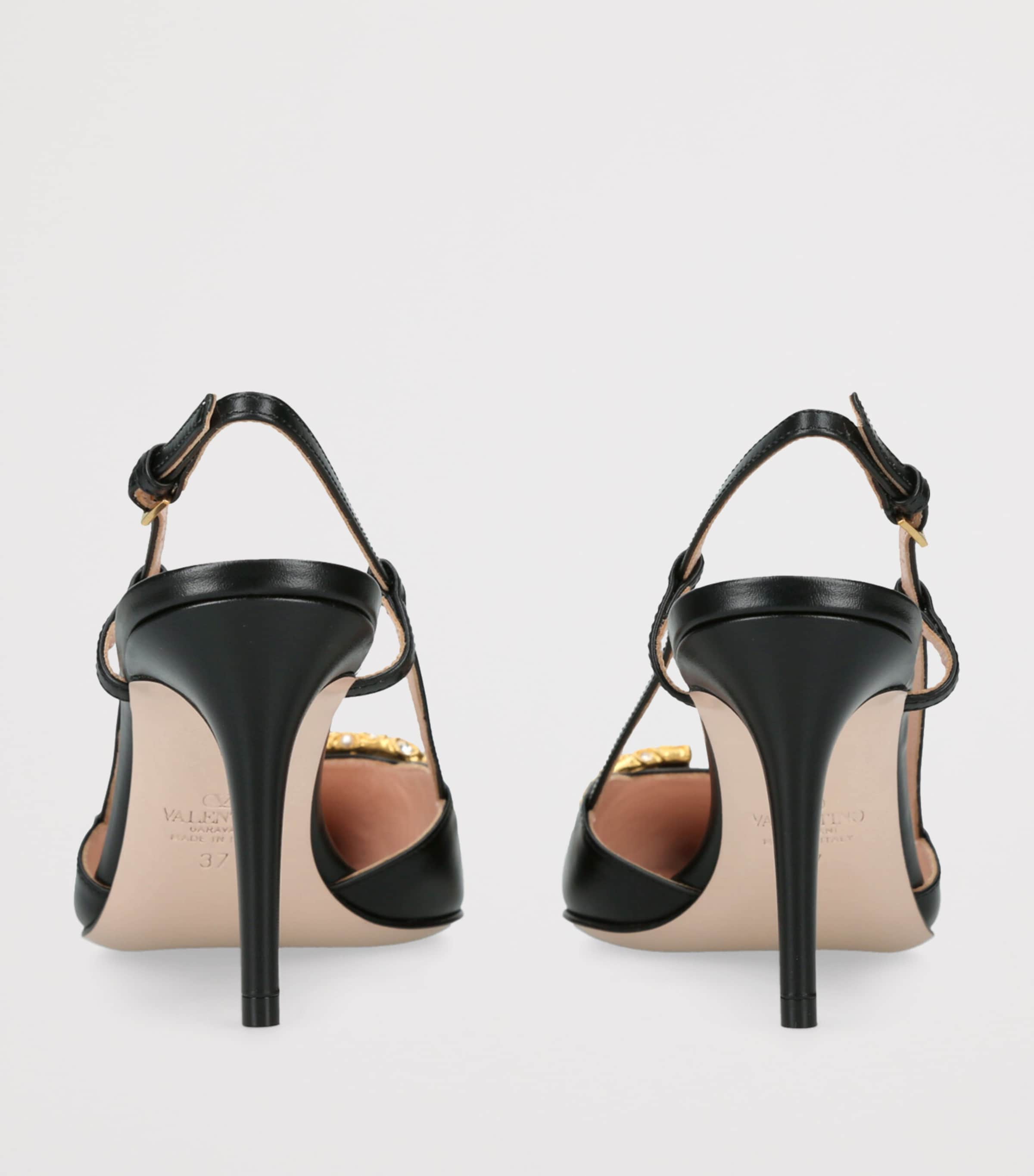 【Valentino Garavani】 VLogo 80レザーパンプス Vロゴ シグネチャー パテントレザー スリングバックパンプス 80