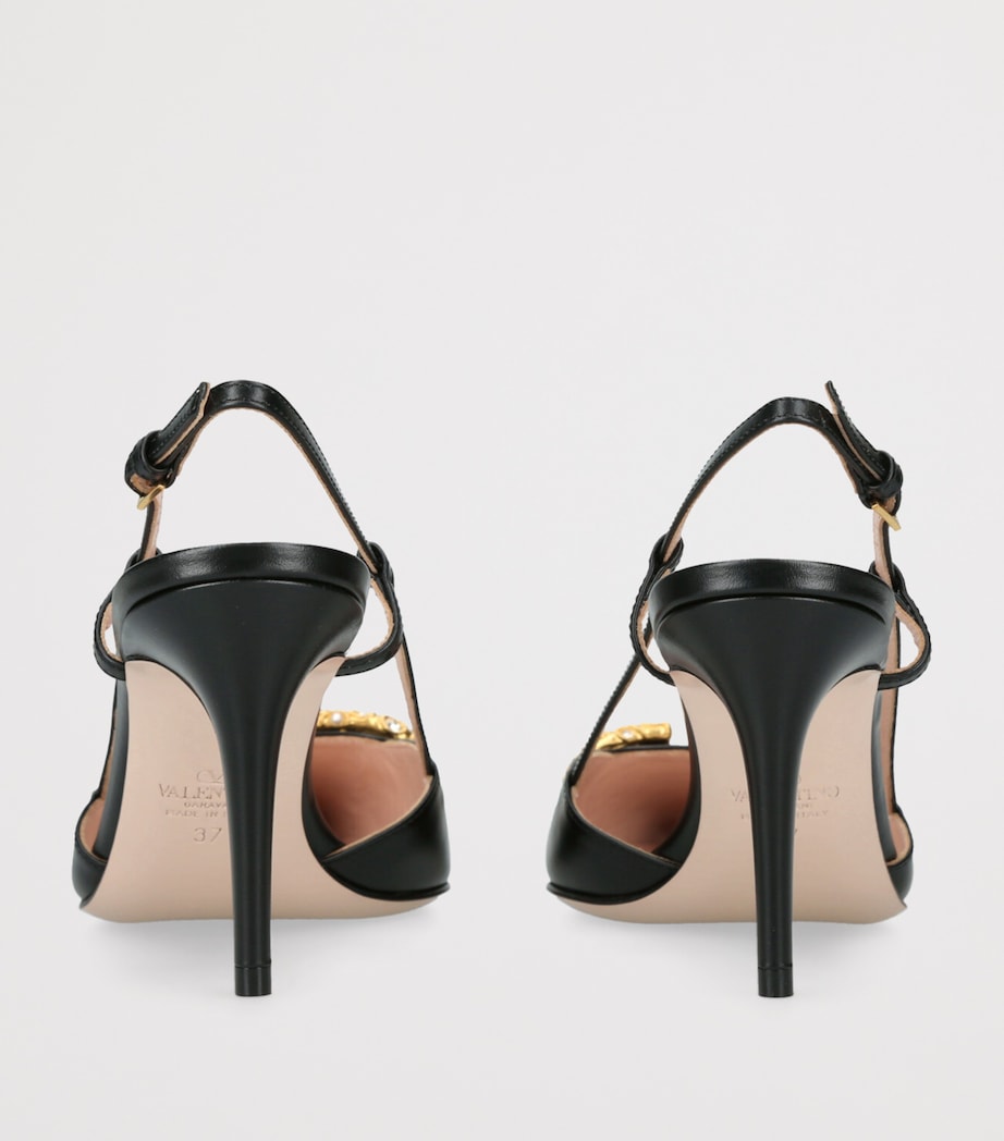 Leather VLogo Slingback Pumps 80 BLACK/COMB Image 2