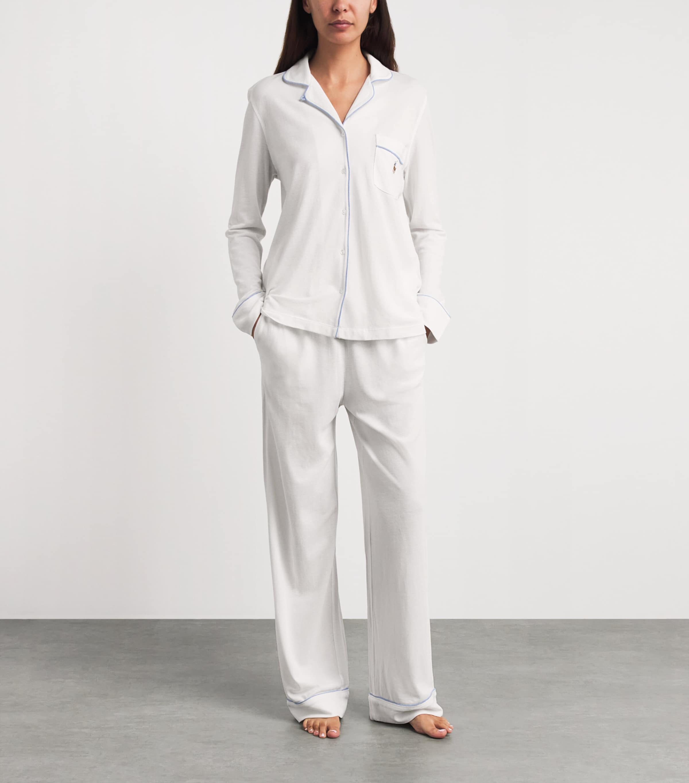 Polo Ralph Lauren Womens Cotton-Modal Pyjama Set White Cloud Image 2