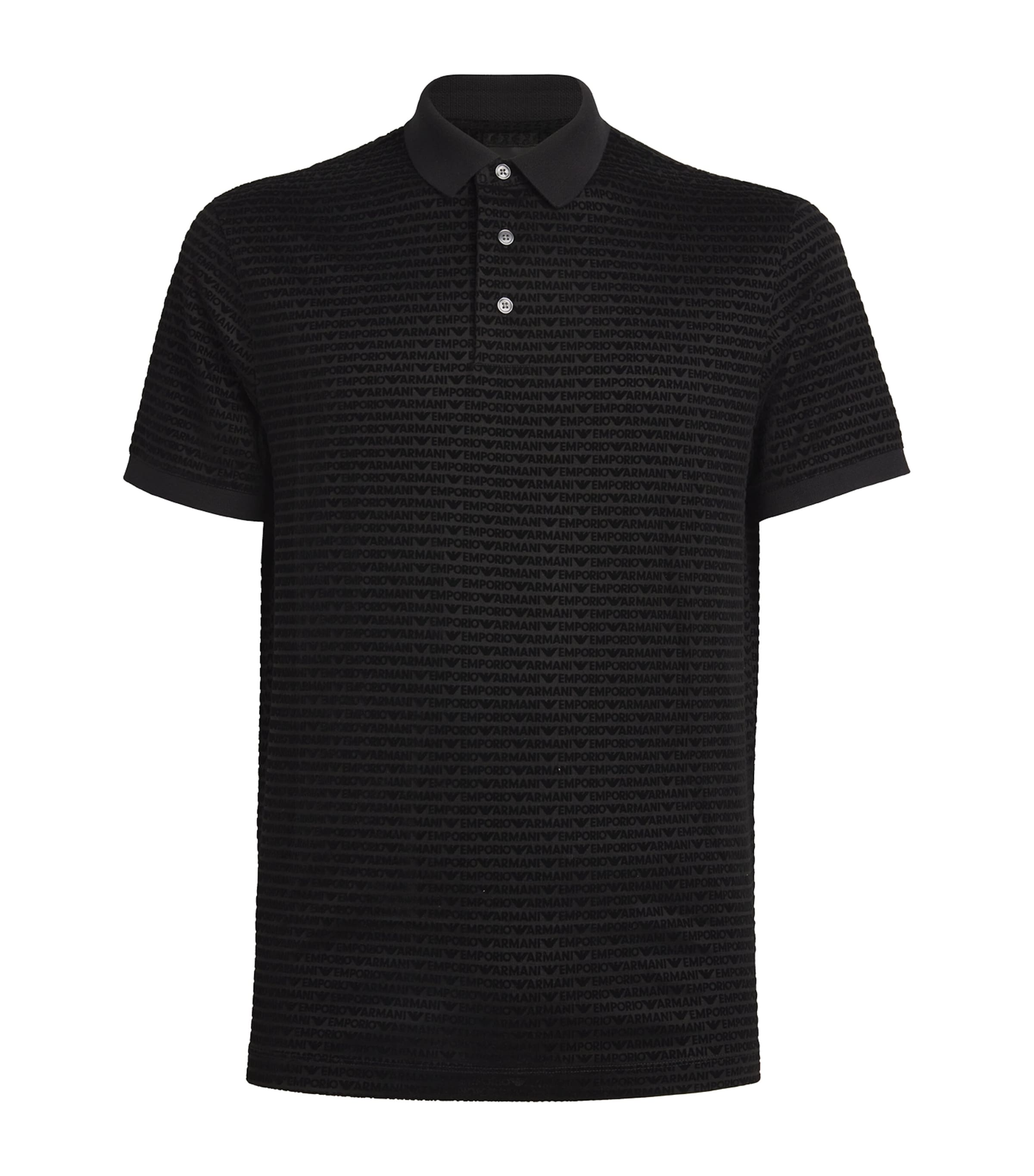 Shop Emporio Armani Logo Print Polo Shirt In Black