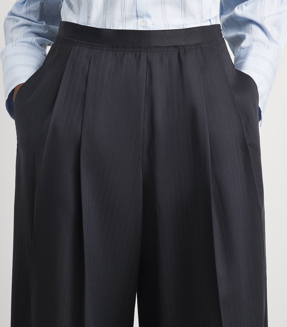 Sandro Paris Womens Wool Stripe Pleated Trousers Navy Blue Image 3
